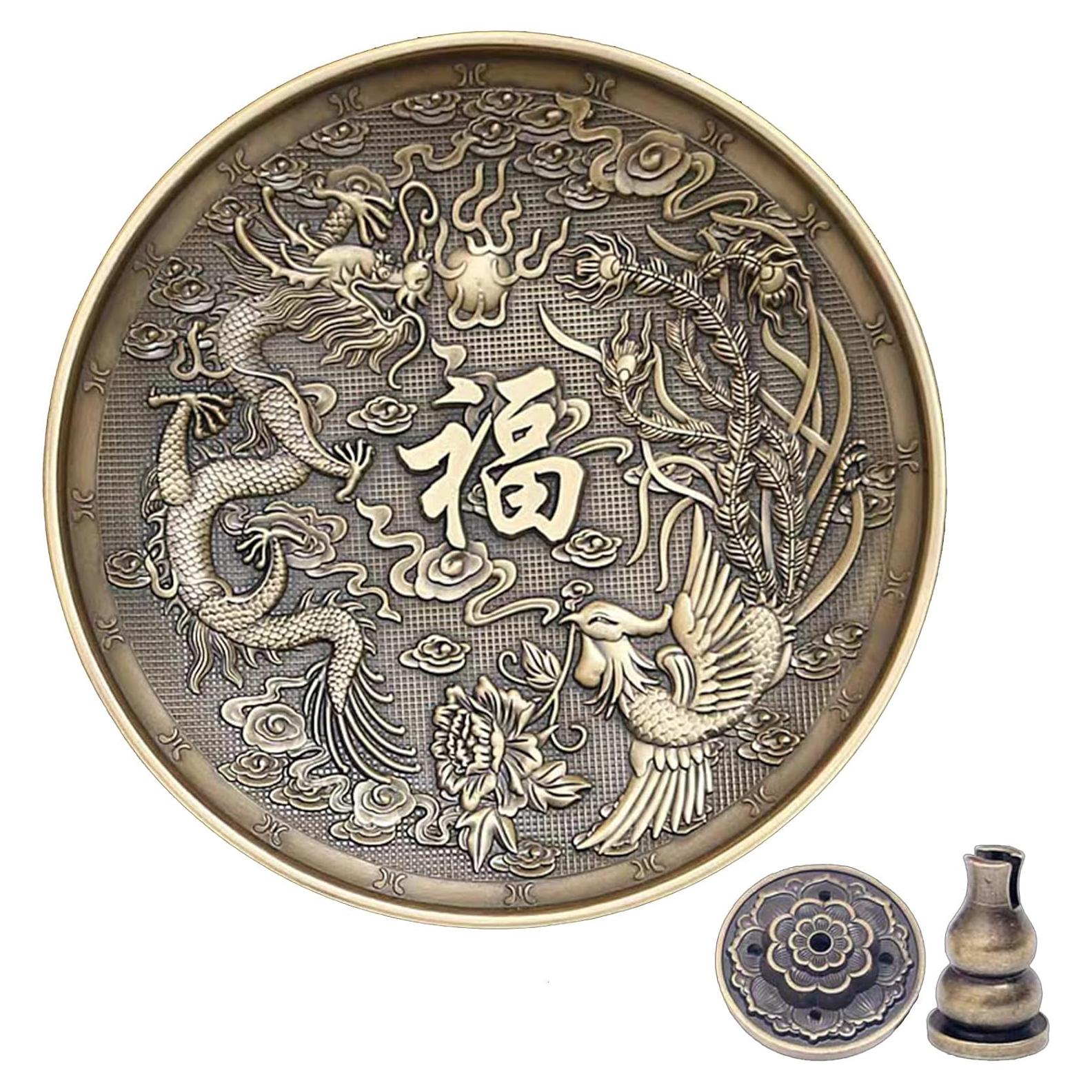 Soporte para Incienso de Latón Amitofo - 3 en 1 Dragón