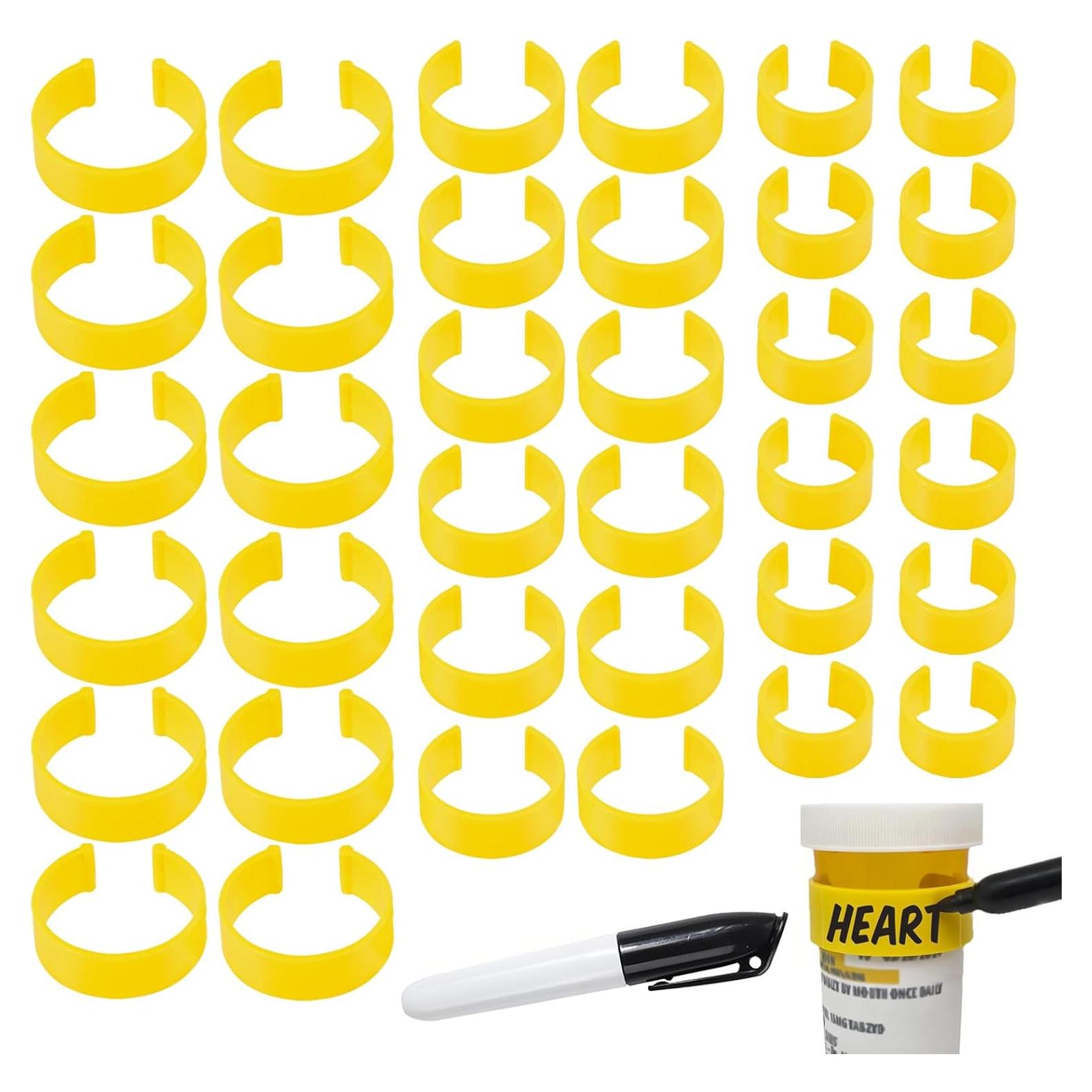 36 Clips para Botellas de Medicamentos DOAGEAS - Etiquetas y Marcador