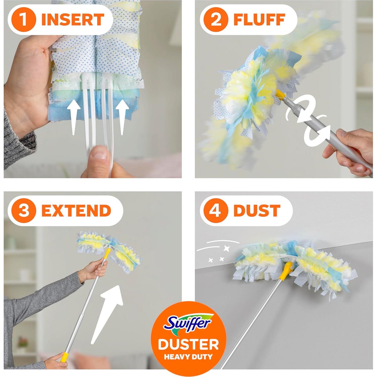 Kit Plumero Swiffer Alta Resistencia con Mango Extensible 1.83m