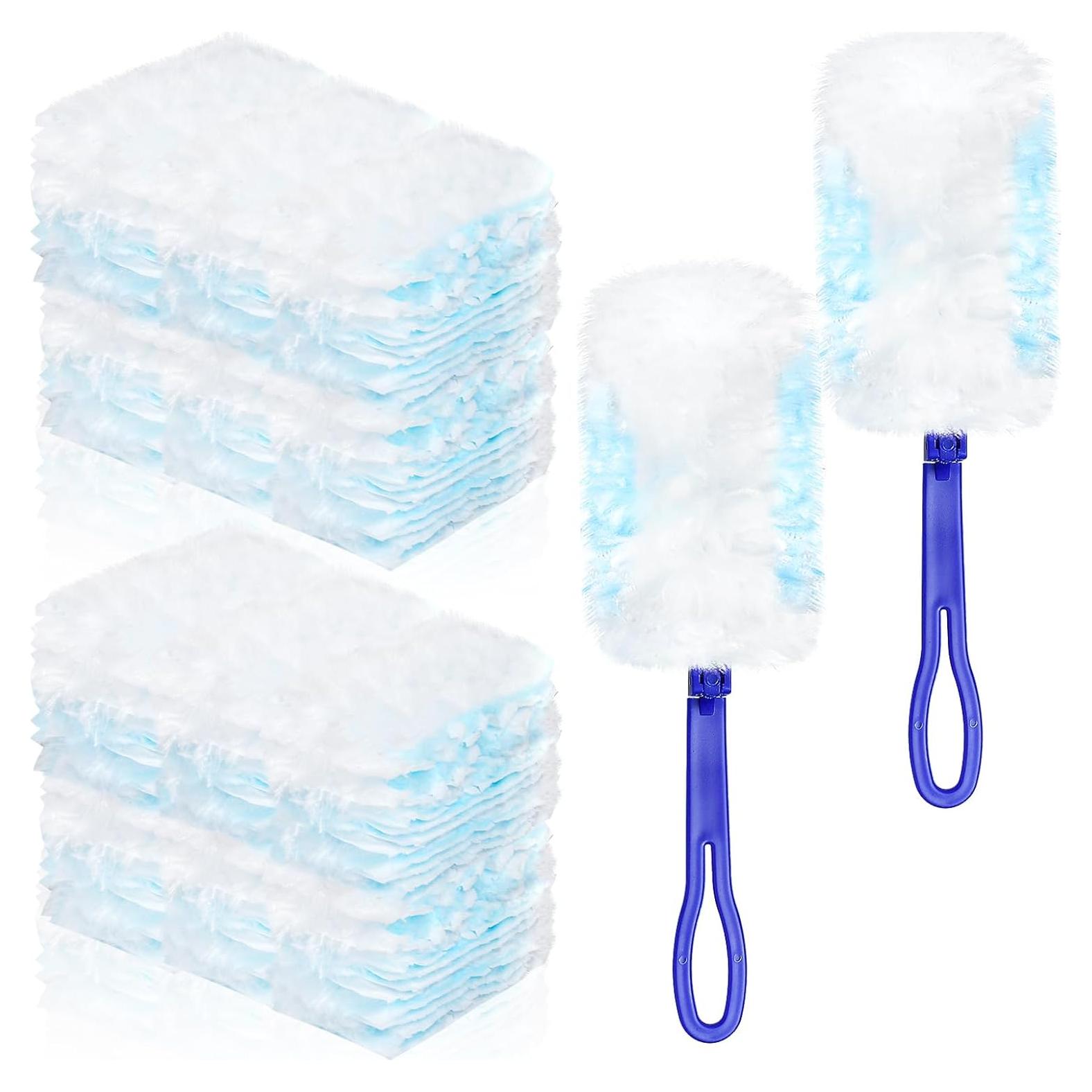 60 Recambios Plumero Electrostático Milkary + 2 Mangos Azul