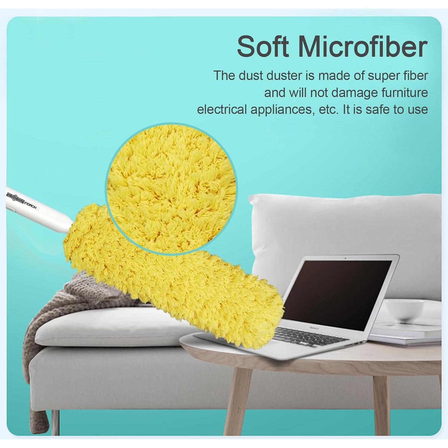 Plumero de Microfibra EHOMGUI Amarillo Lavable y Reutilizable