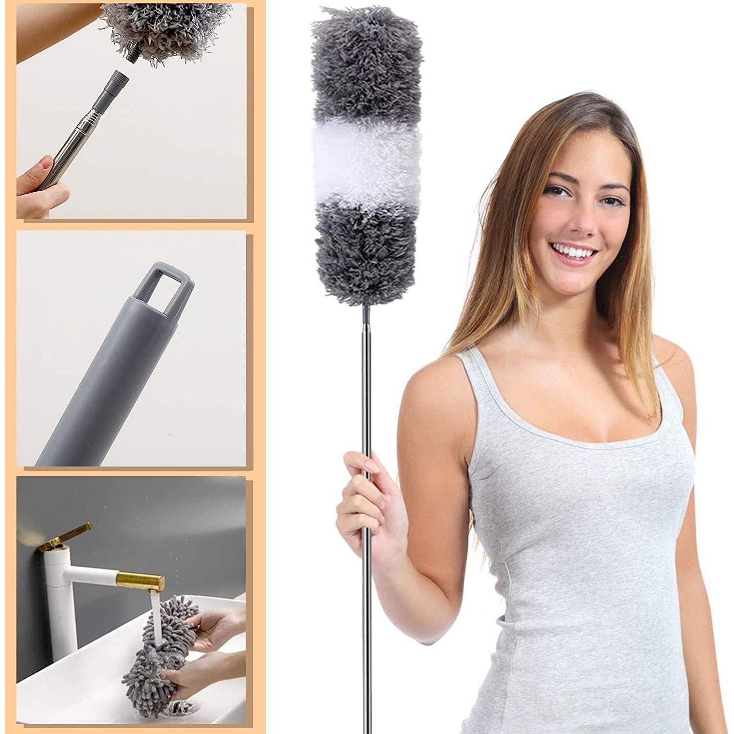 Plumeros de Microfibra VOOVAO 5 PCS con Palo Extensible 254 cm