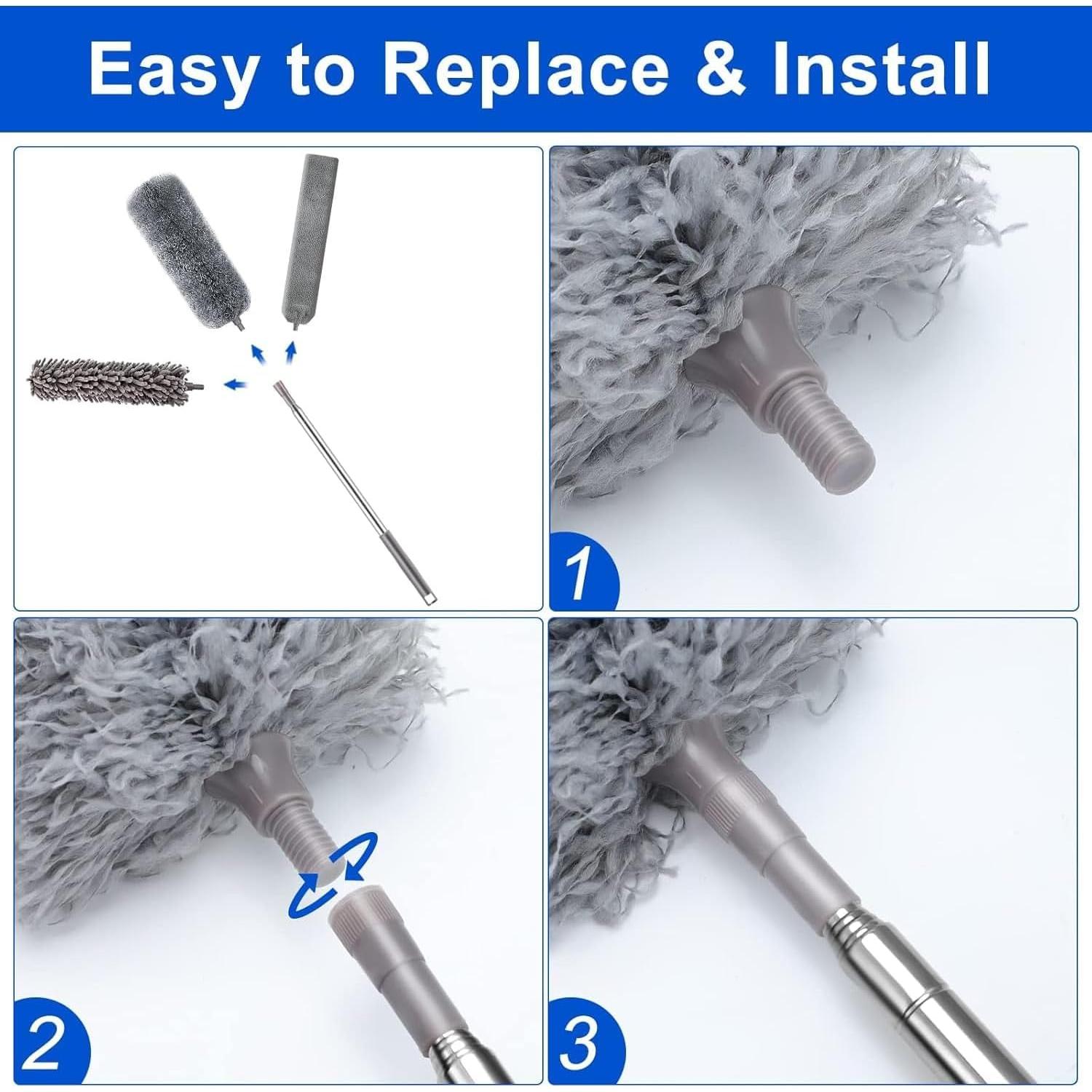 Plumero Telescópico MUXUN 7 Pcs Microfibra Lavable 254 cm