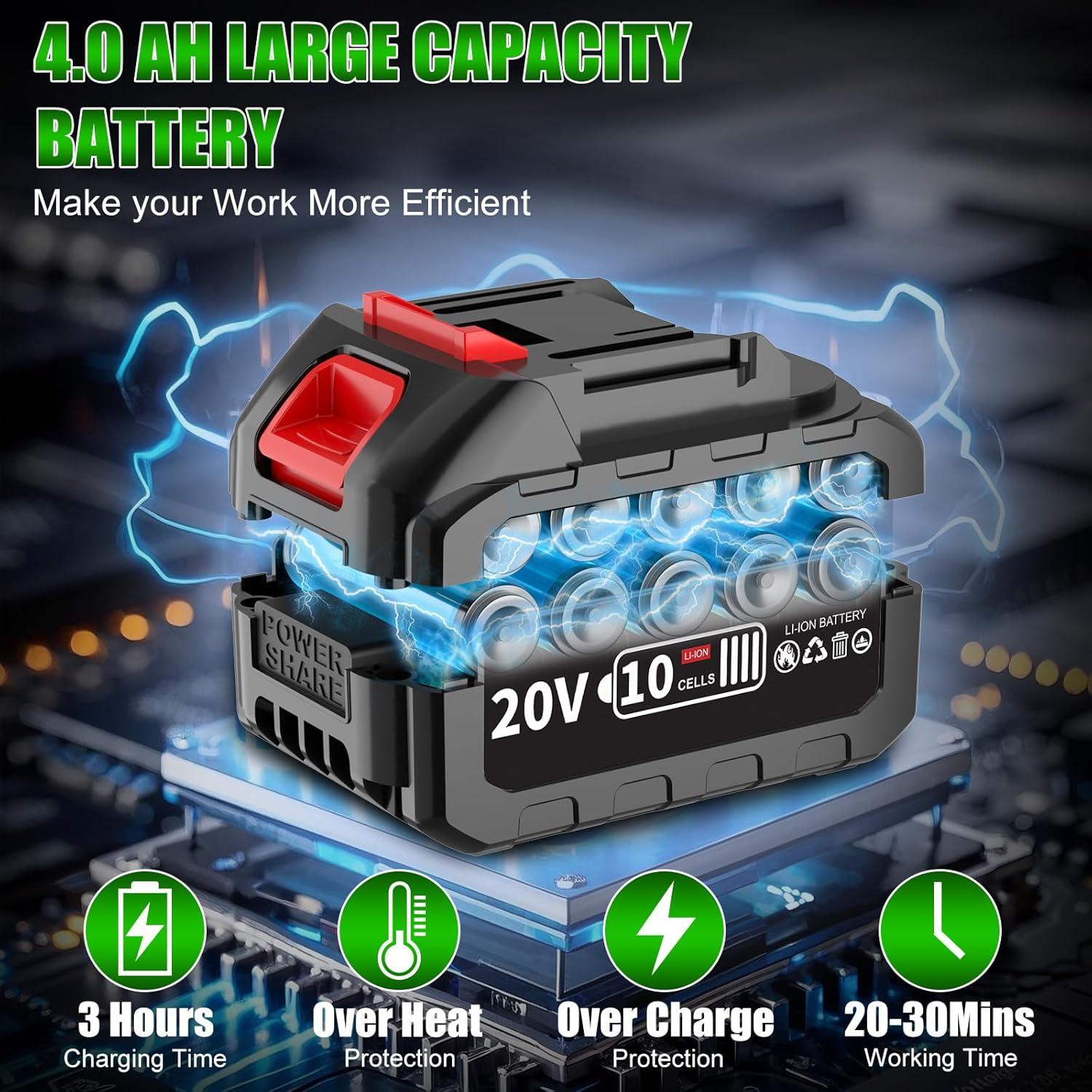 Soplador de Hojas Inalámbrico Tegatok 20V 1.5kg Turbo