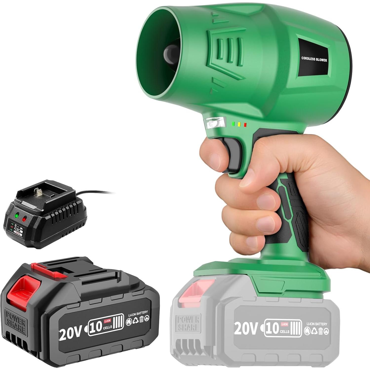 Soplador de Hojas Inalámbrico Tegatok 20V 1.5kg Turbo