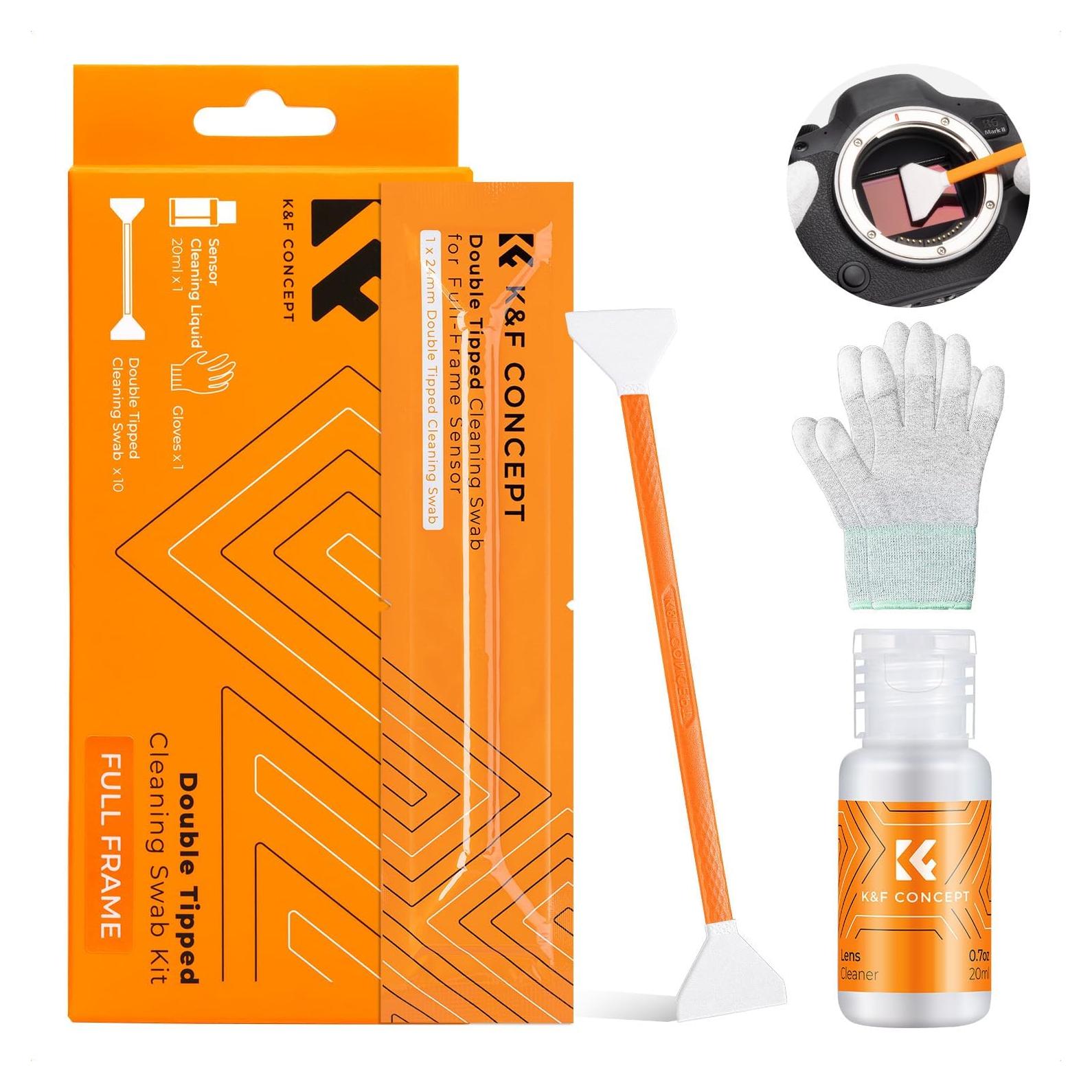 Kit de Limpieza de Sensor K&F Concept 20ml y 10 Hisopos 24mm