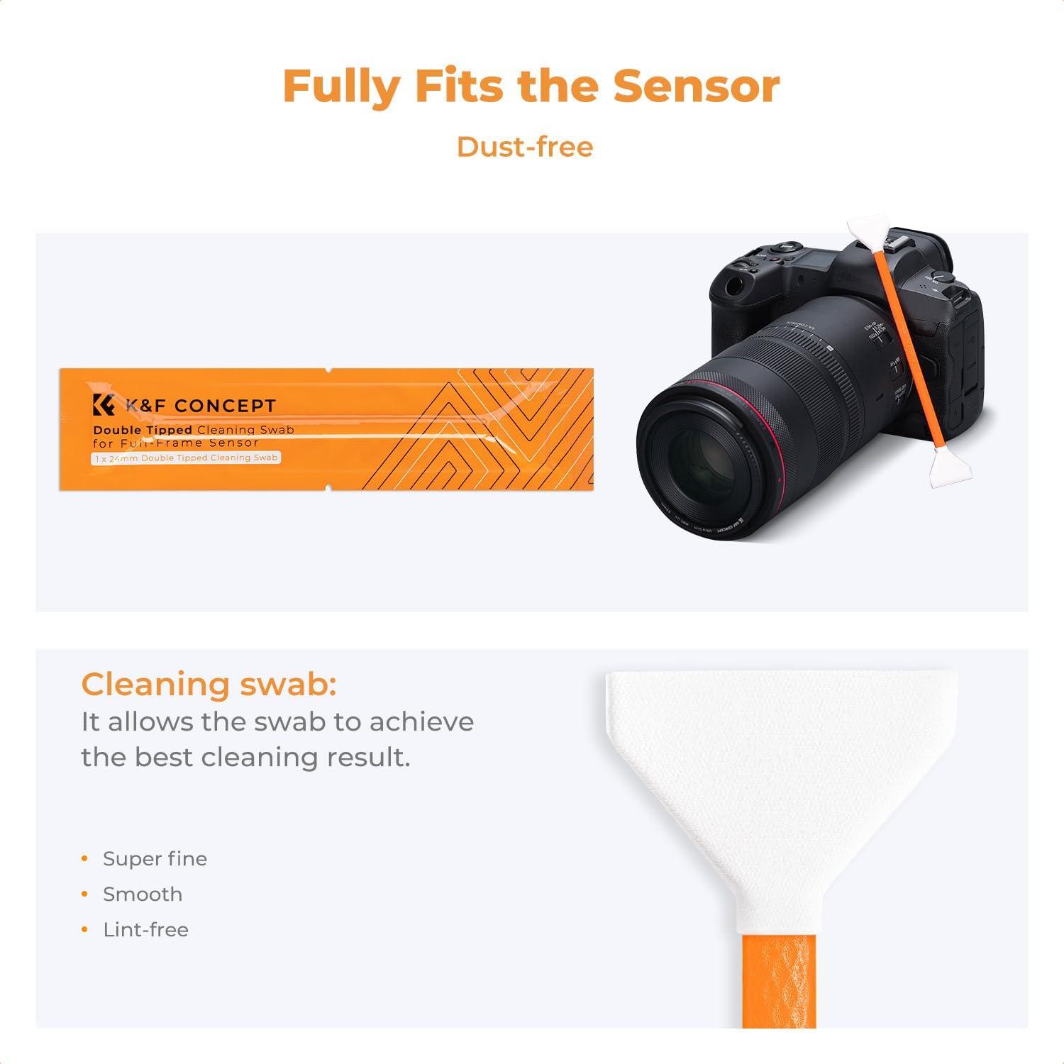 Kit de Limpieza de Sensor K&F Concept 20ml y 10 Hisopos 24mm