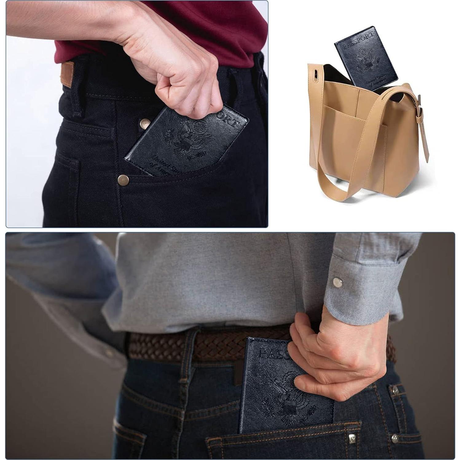 Funda de Pasaporte KAOBAN Negro con Bloqueo RFID y Ranuras