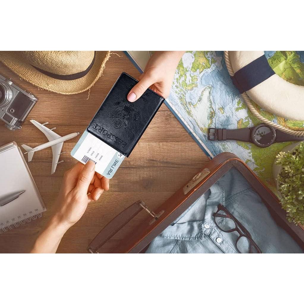 Funda de Pasaporte KAOBAN Negro con Bloqueo RFID y Ranuras