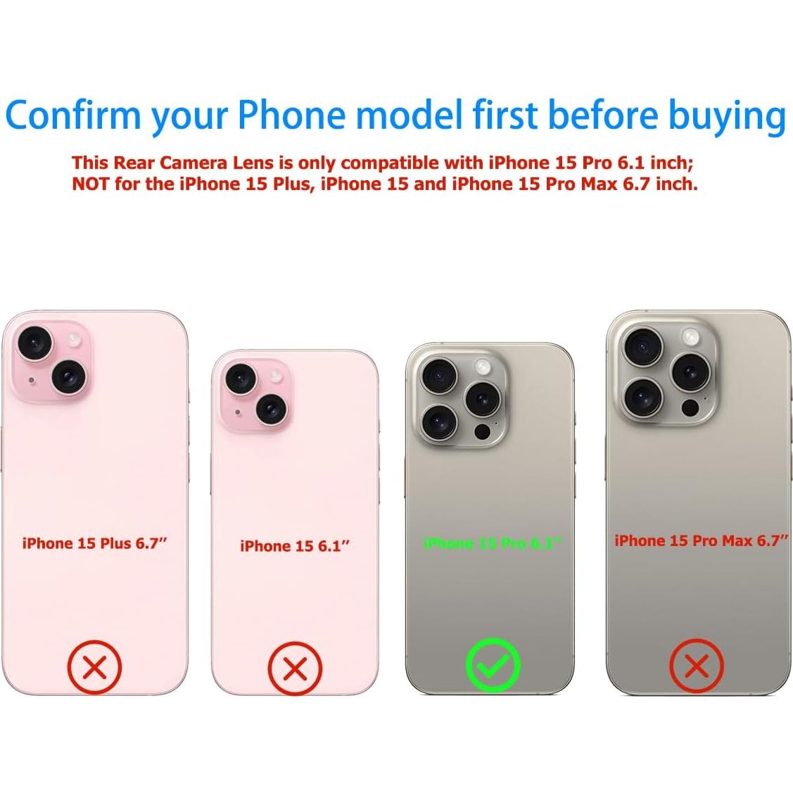 Reemplazo Cristal Lente Cámara iPhone 15 Pro con Adhesivo y Herramientas