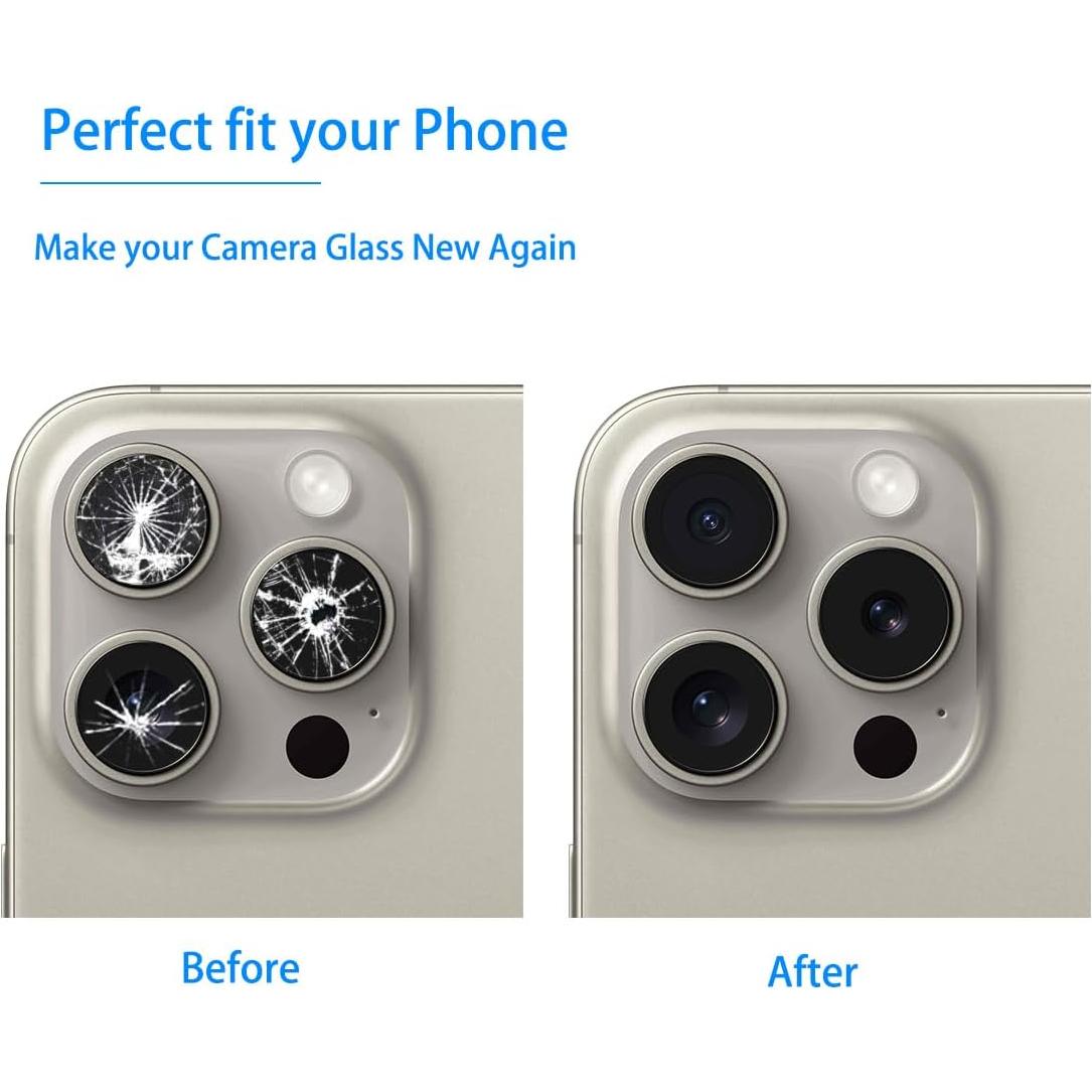 Reemplazo Cristal Lente Cámara iPhone 15 Pro con Adhesivo y Herramientas