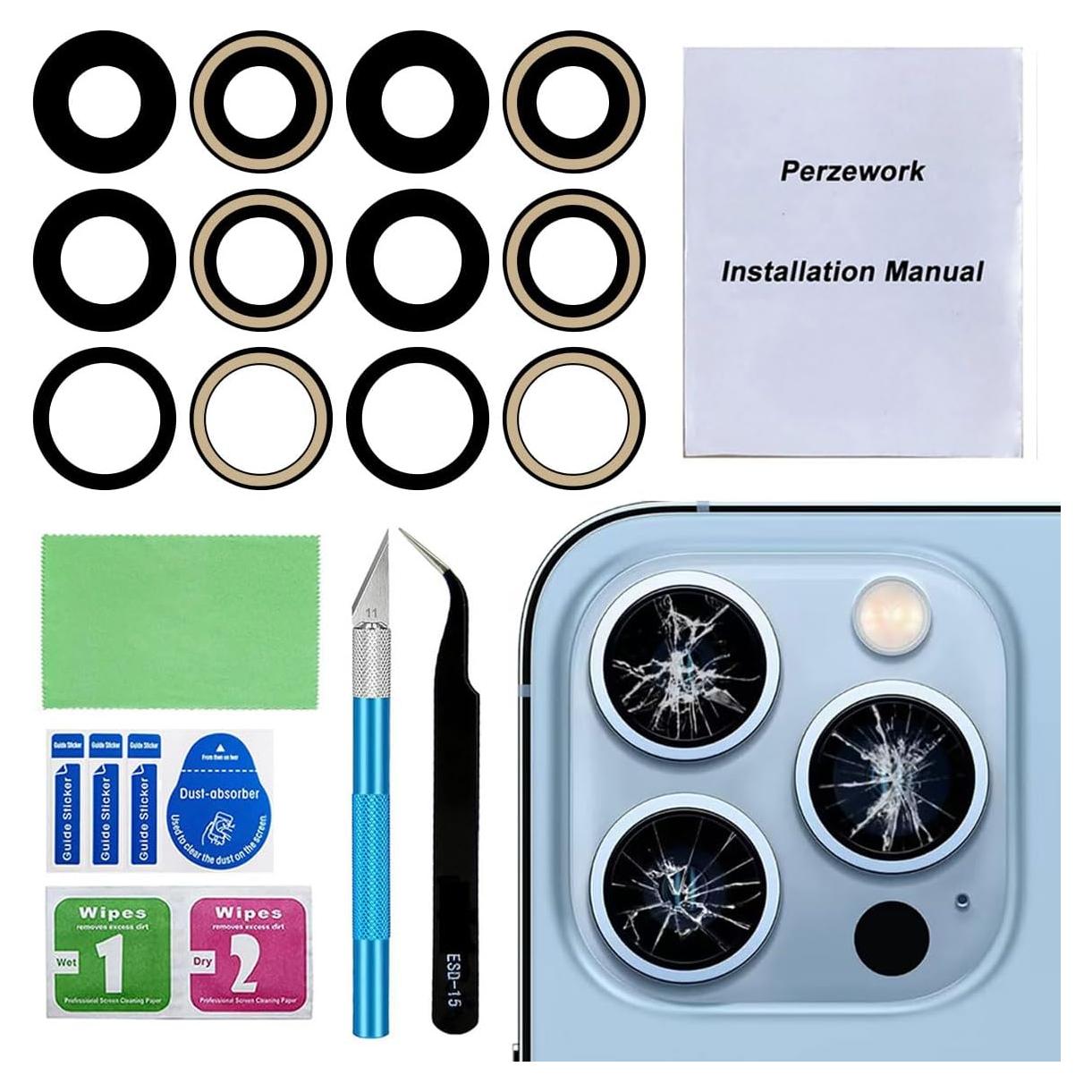 Juego de Reemplazo de Cristal de Lente para iPhone 13 Pro/Max