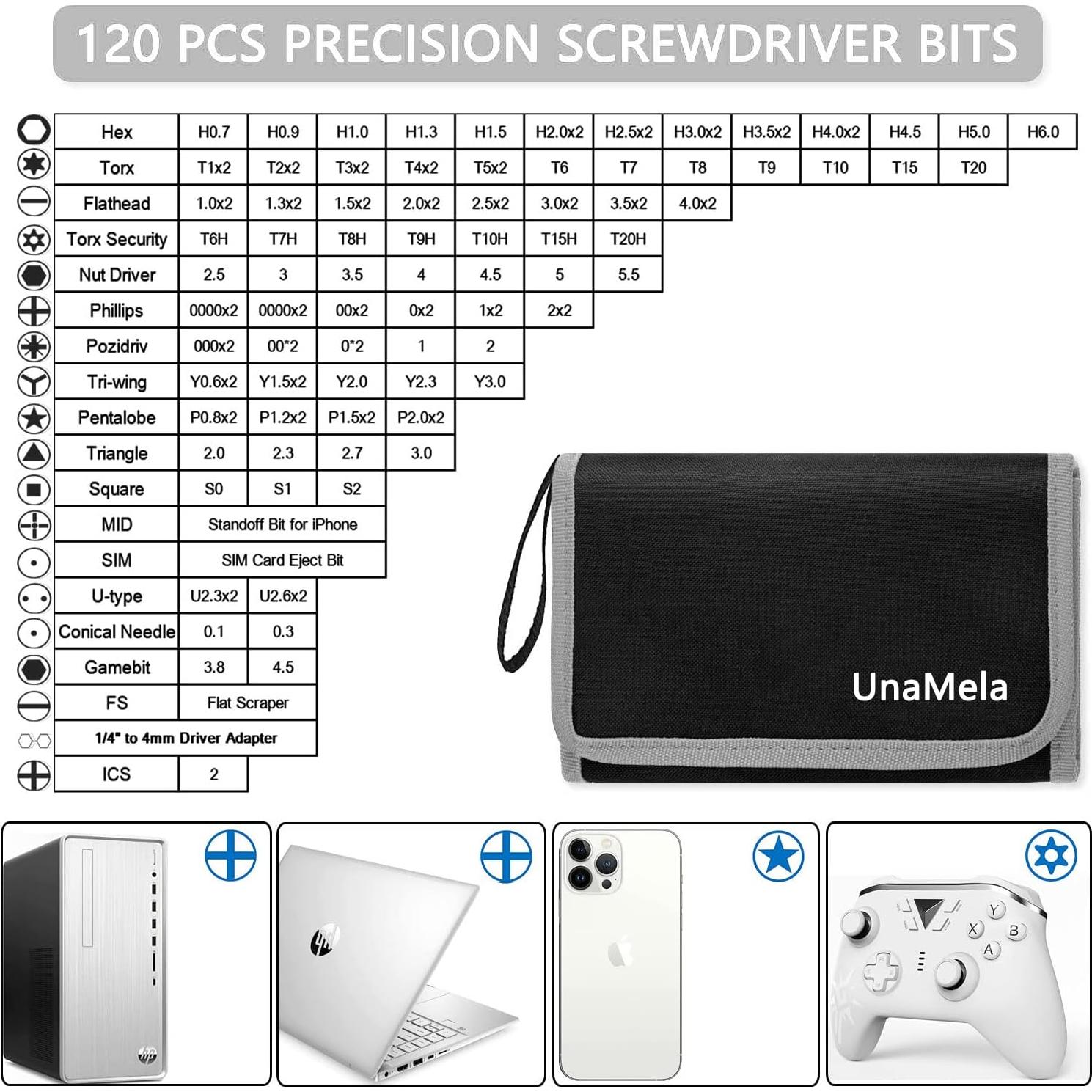 Kit de Herramientas 140 en 1 UnaMela para PC y Electrónica