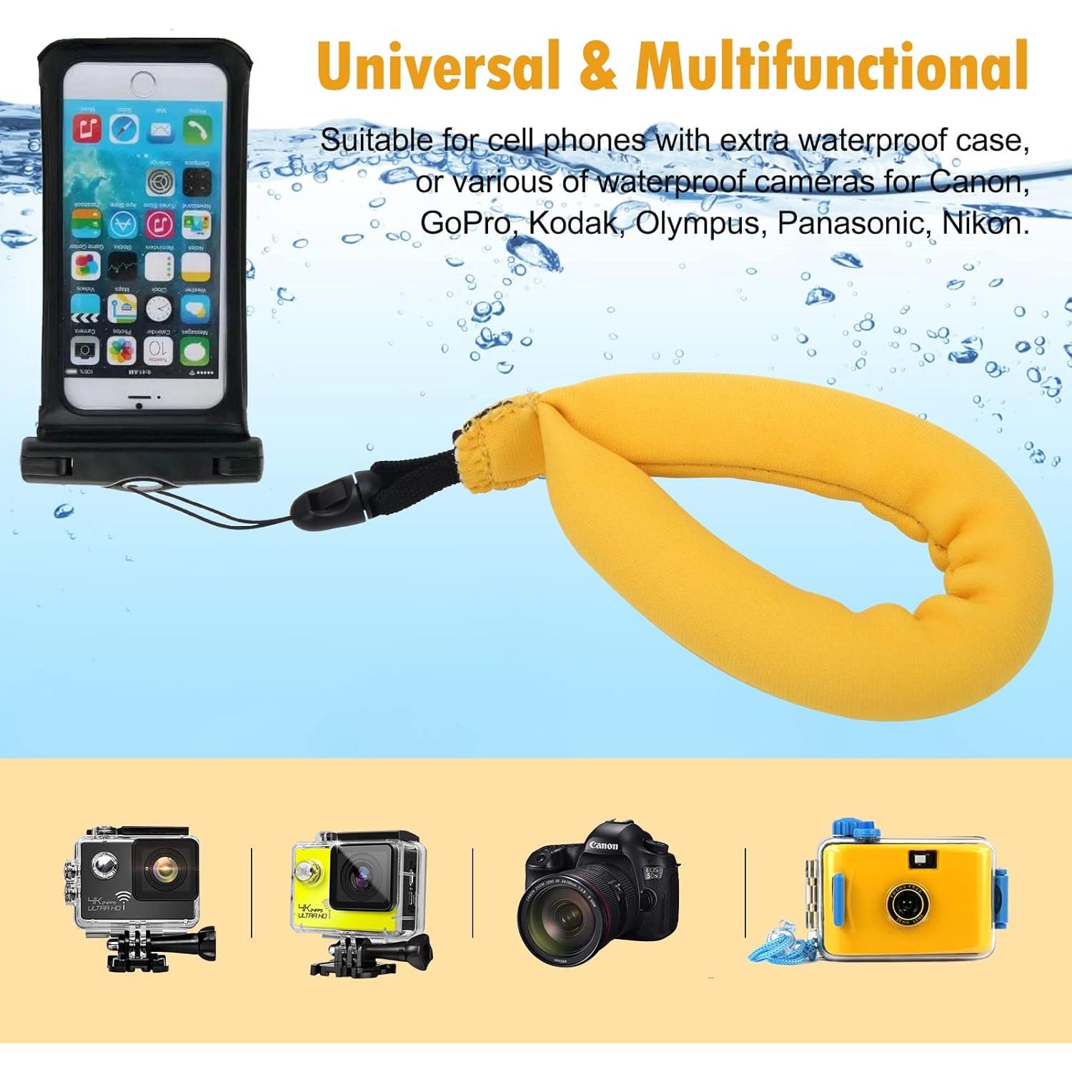 4 Correas Flotantes para Cámara Impermeable Neopreno Amarillo