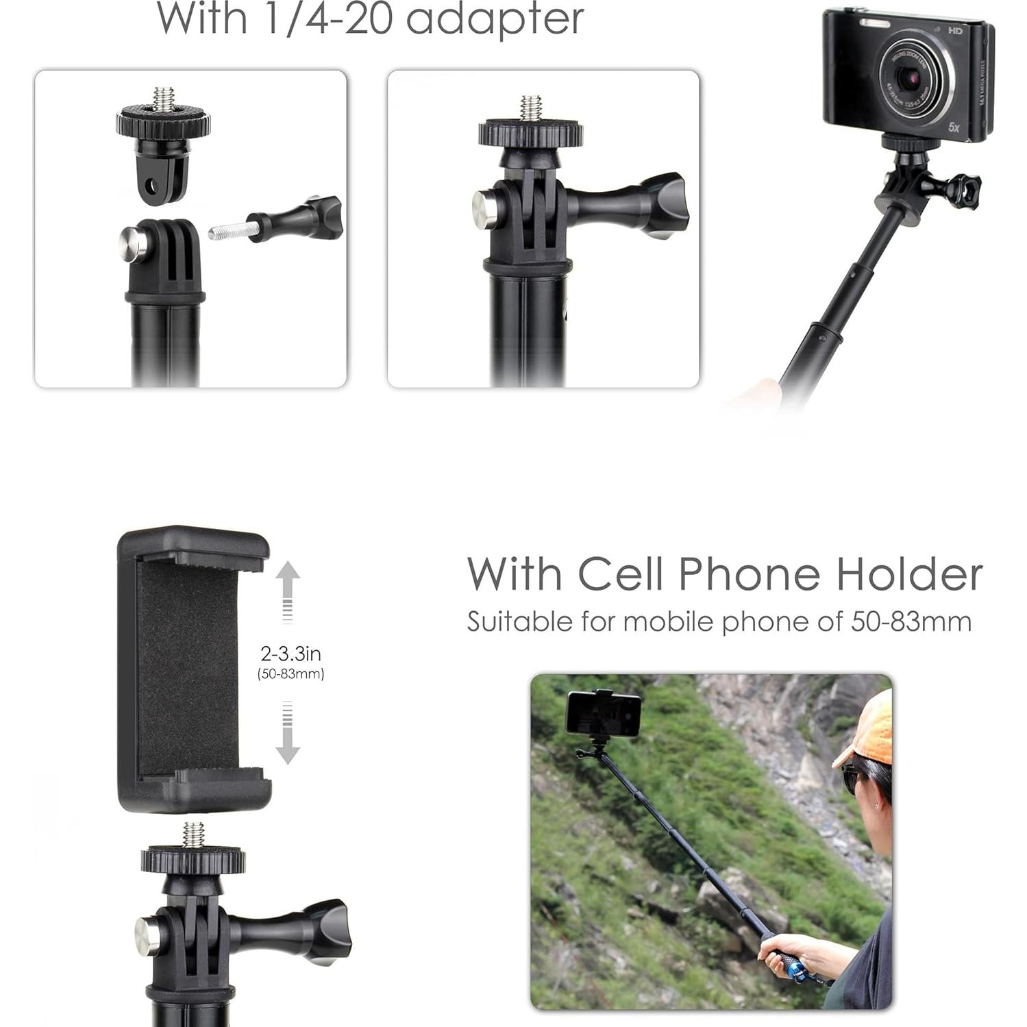 Palo de Selfie Extensible YALLSAME 11-45" Aluminio para GoPro