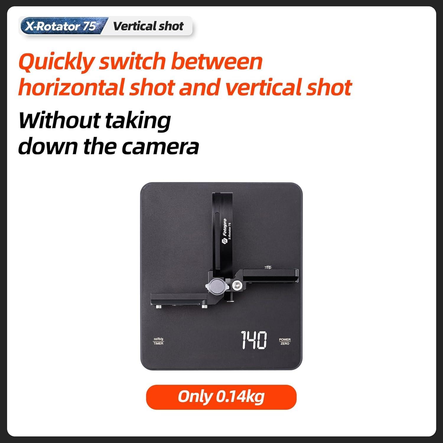 Soporte Vertical Fotopro X-Rotator 75 para Cámara 64.8mm