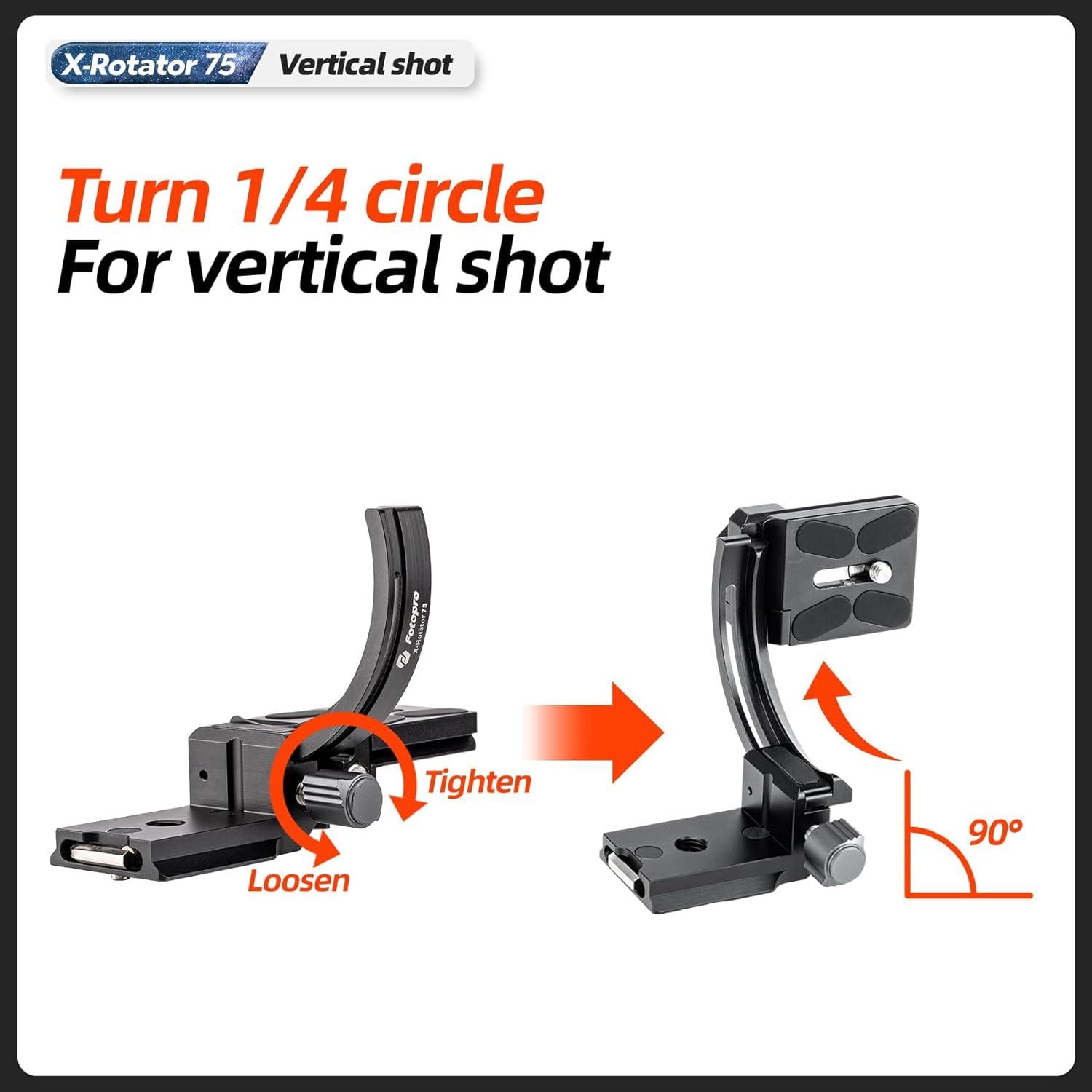 Soporte Vertical Fotopro X-Rotator 75 para Cámara 64.8mm