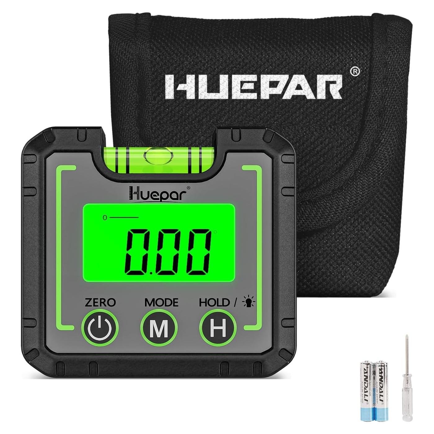 Medidor de Ángulo Digital Huepar AG01 con Pantalla LCD y Base Magnética