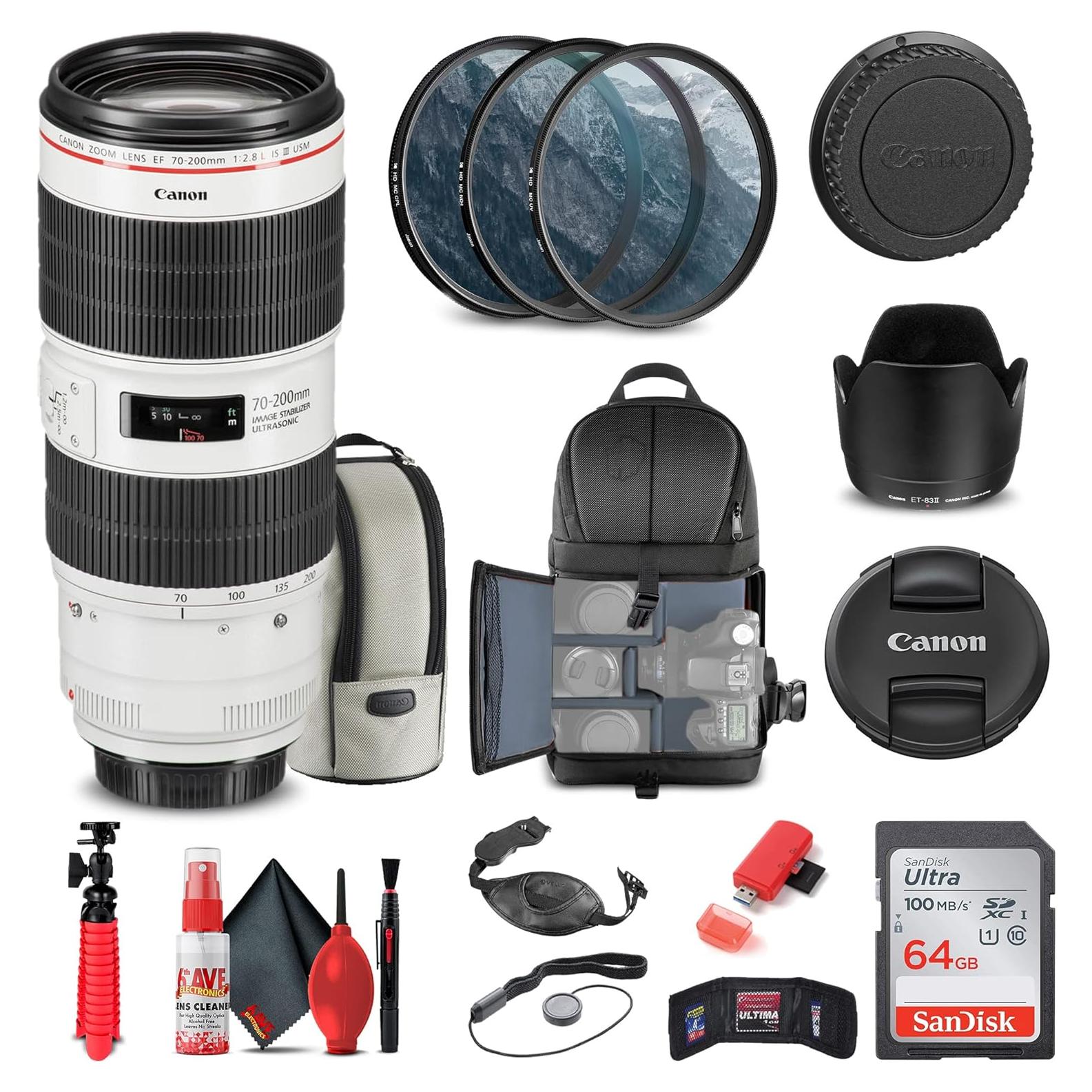 Lente Canon EF 70-200mm f/2.8L IS III USM + Kit Completo