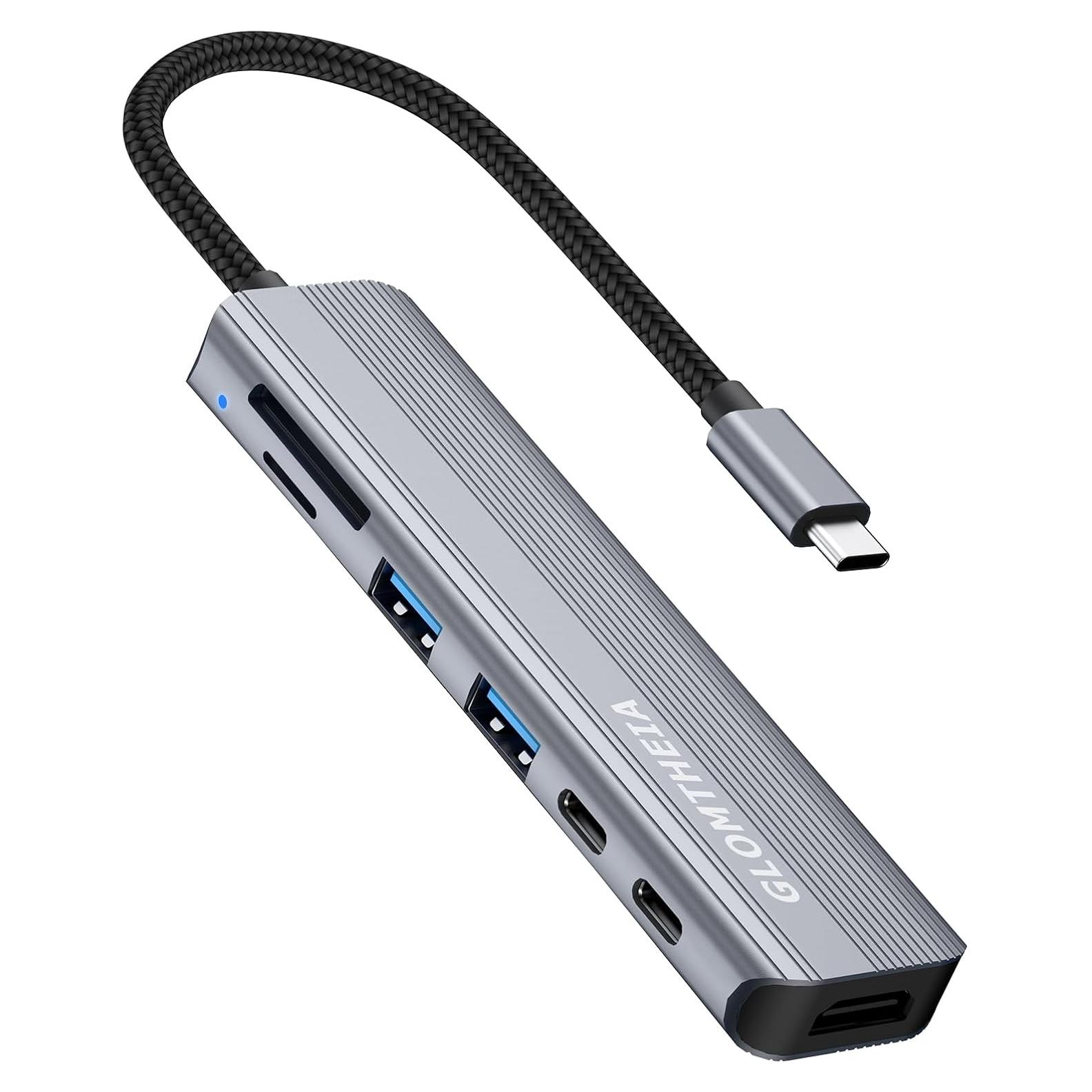 Hub USB C 7-en-1 Glomtheia con HDMI 4K y 100W PD