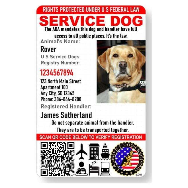 Tarjeta de Identificación de Perro de Servicio Just 4 Paws