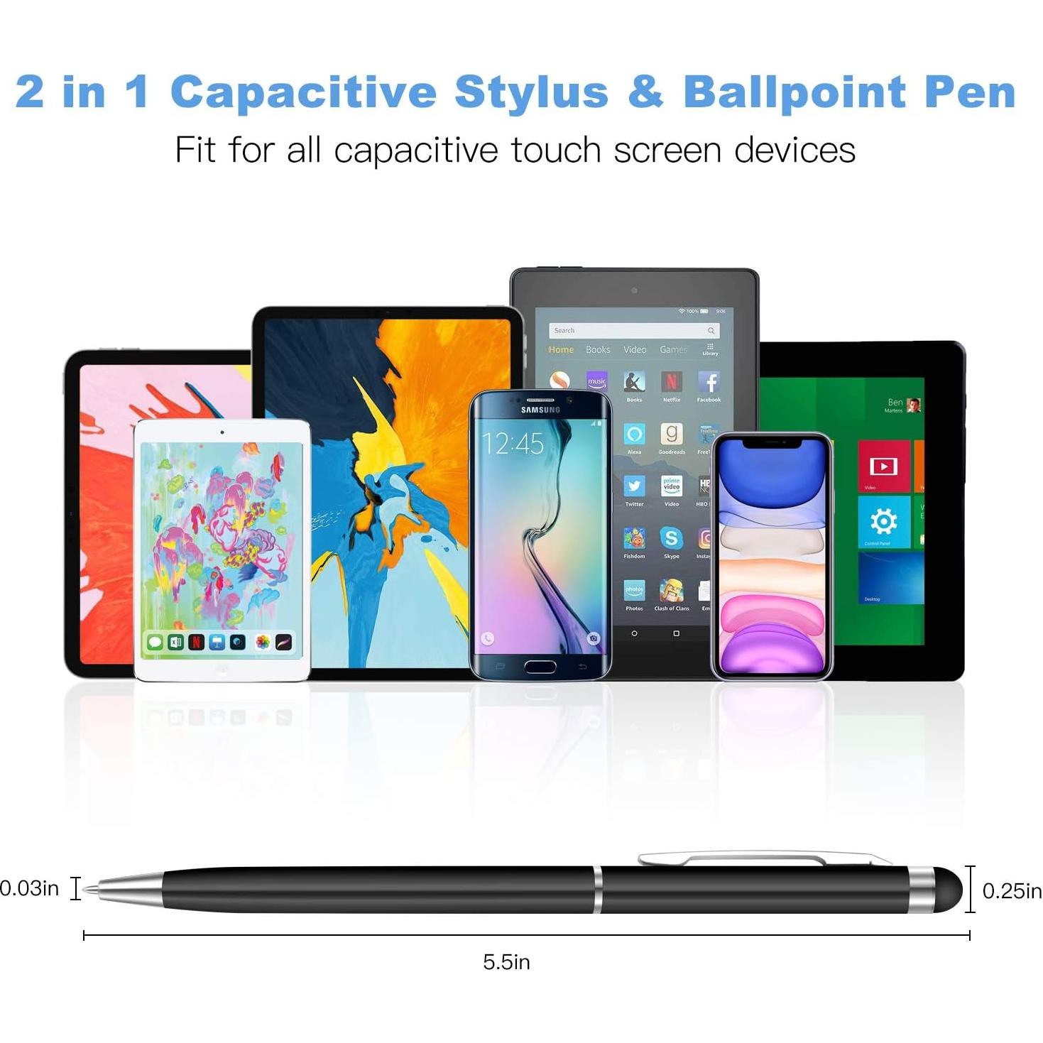 Bolígrafos Stylus 2 en 1 StylusHome - Paquete de 10 Colores