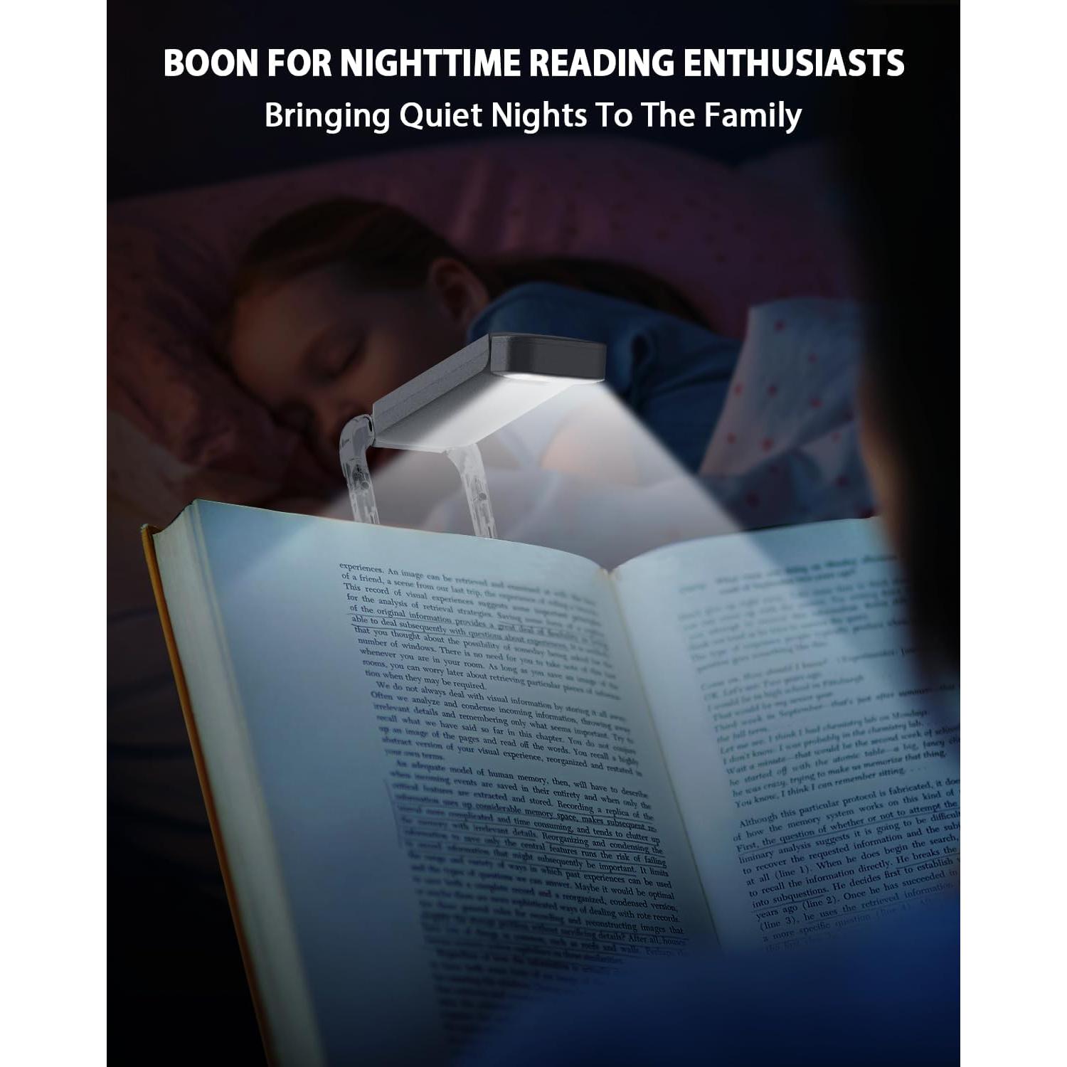 Luz de Libro Portátil SFV LED Recargable Clip-On Negra