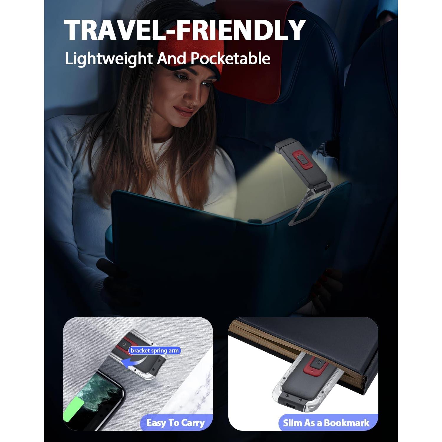 Luz de Libro Portátil SFV LED Recargable Clip-On Negra