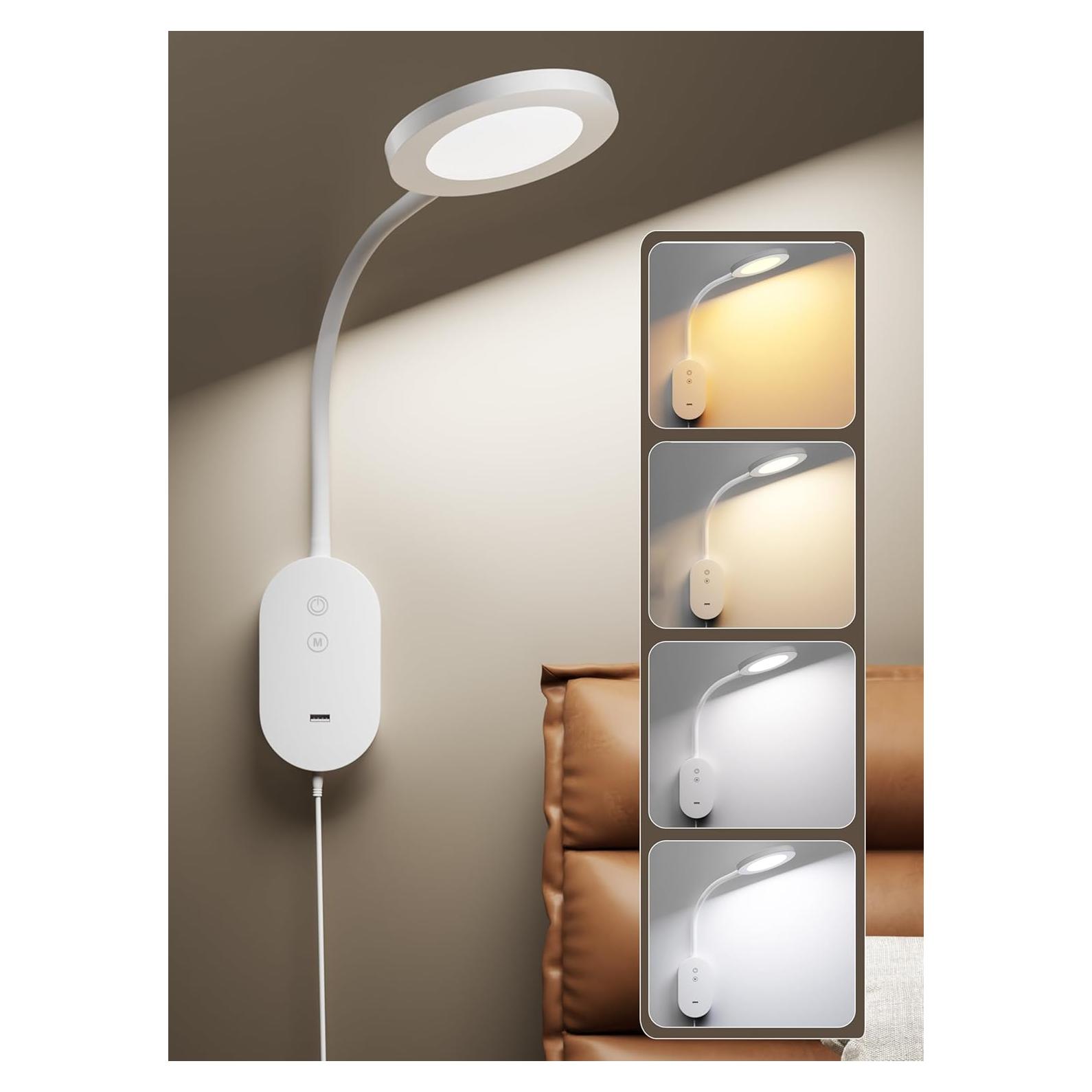 Lámpara de Lectura LED TOPMB con USB y 4 Modos de Color