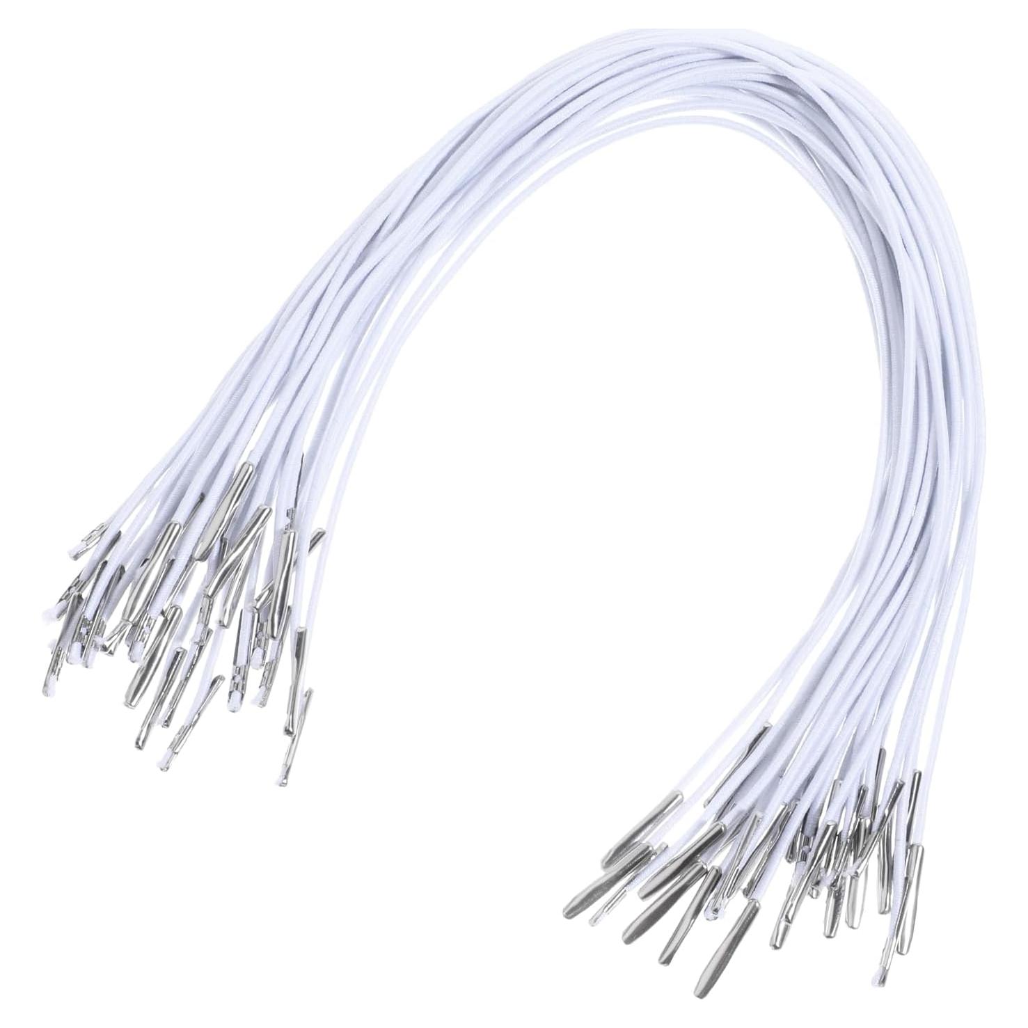 30 Cuerdas Elásticas Blancas con Ganchos Metálicos 29 cm Apausvcm