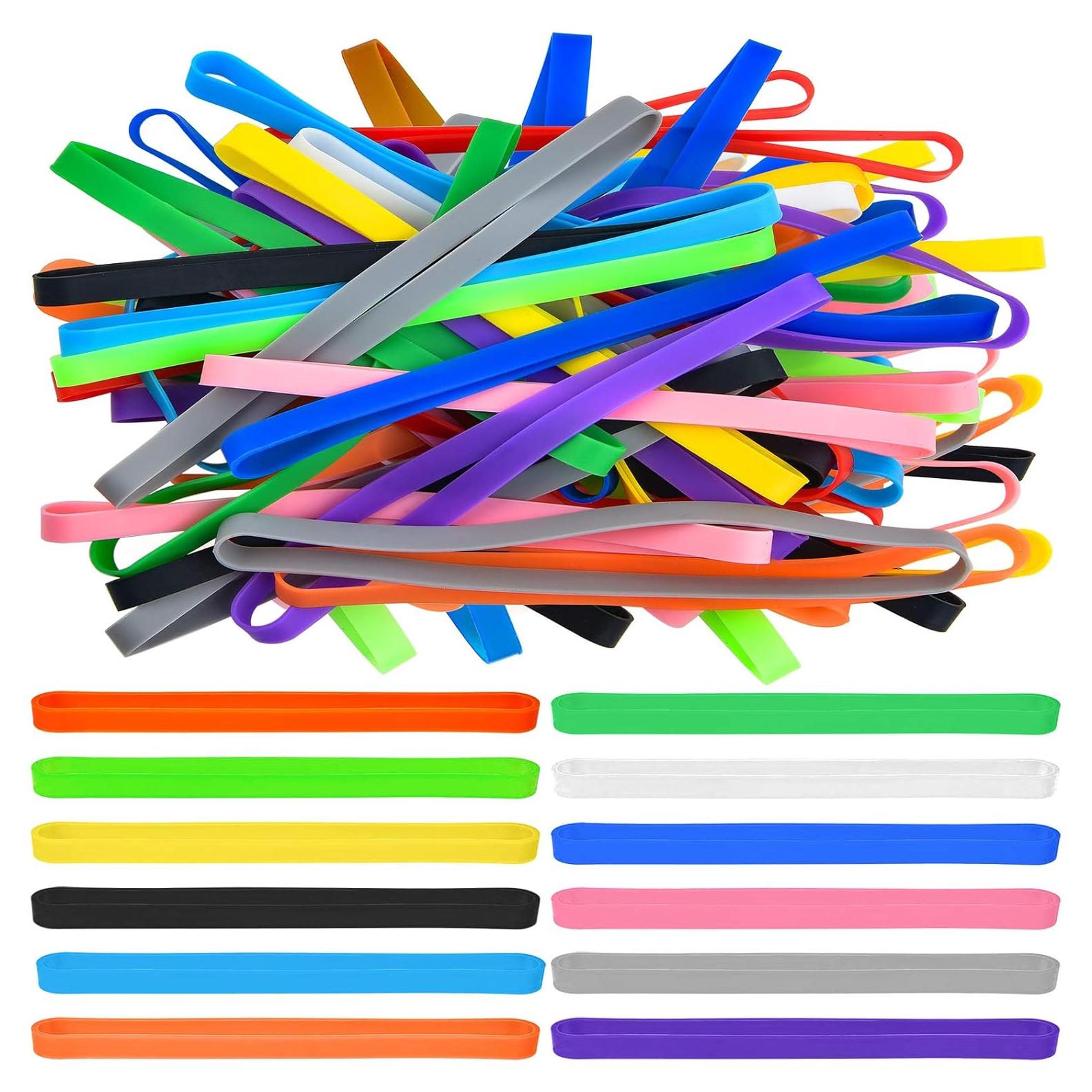 Bandas de Goma de Silicona Coopay 48 Piezas Multicolor 14 cm