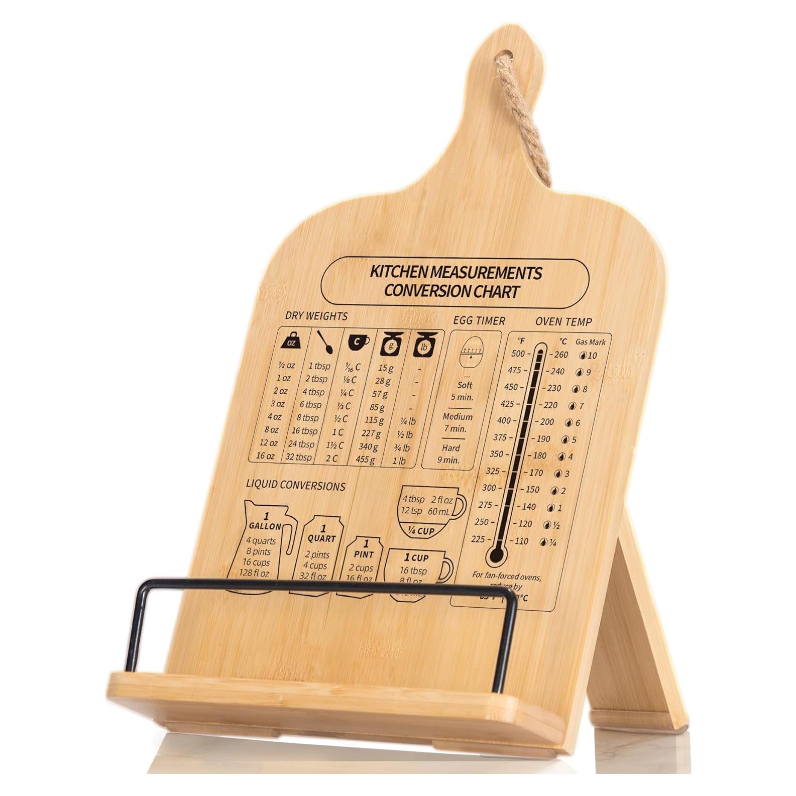 Soporte para Recetarios de Bambú Ikedas con Tabla de Conversión