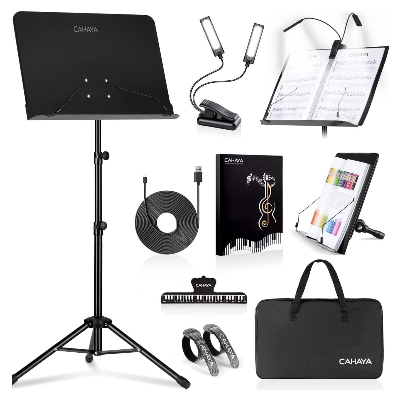 Soporte de Partituras CAHAYA 6 en 1 con Luz y Accesorios