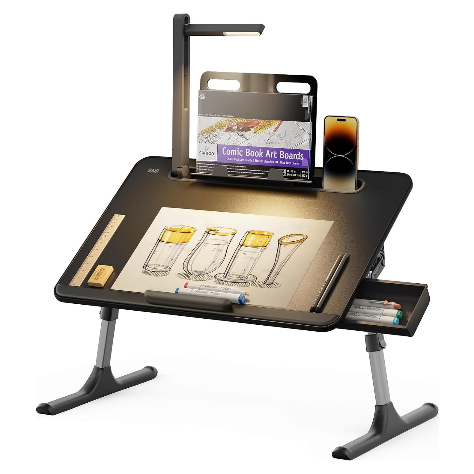 Mesa para Laptop SAIJI con Luz LED Ajustable 60x40 cm