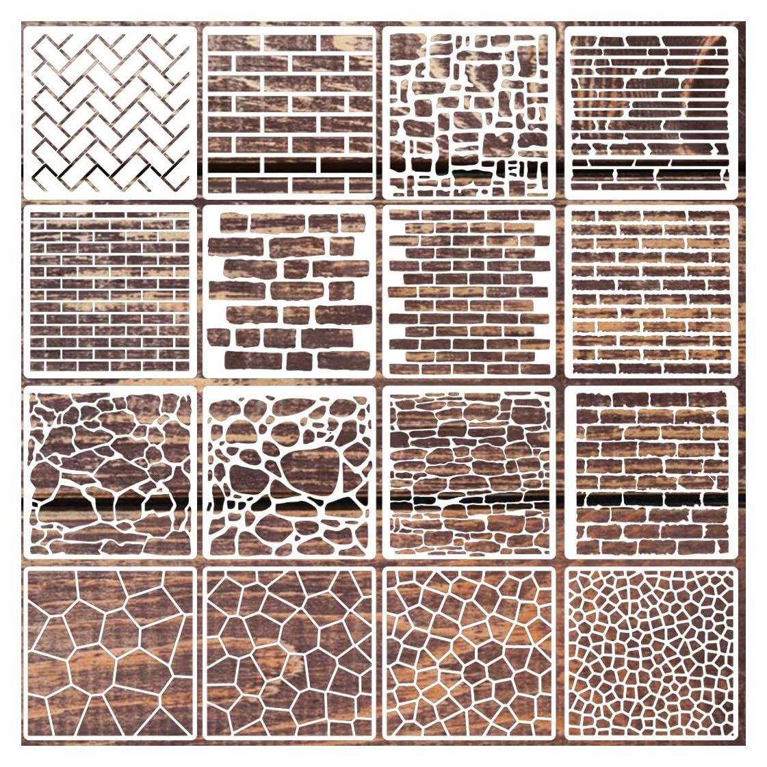 Plantillas de Ladrillo Zosylley - 16 Piezas Reutilizables 15.24x15.24cm