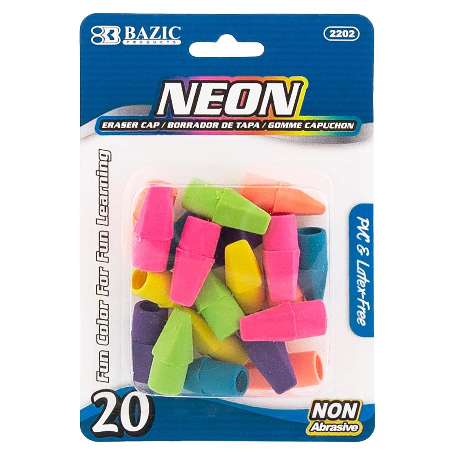 Borradores de Punta de Lápiz BAZIC 20 Unidades Color Neón
