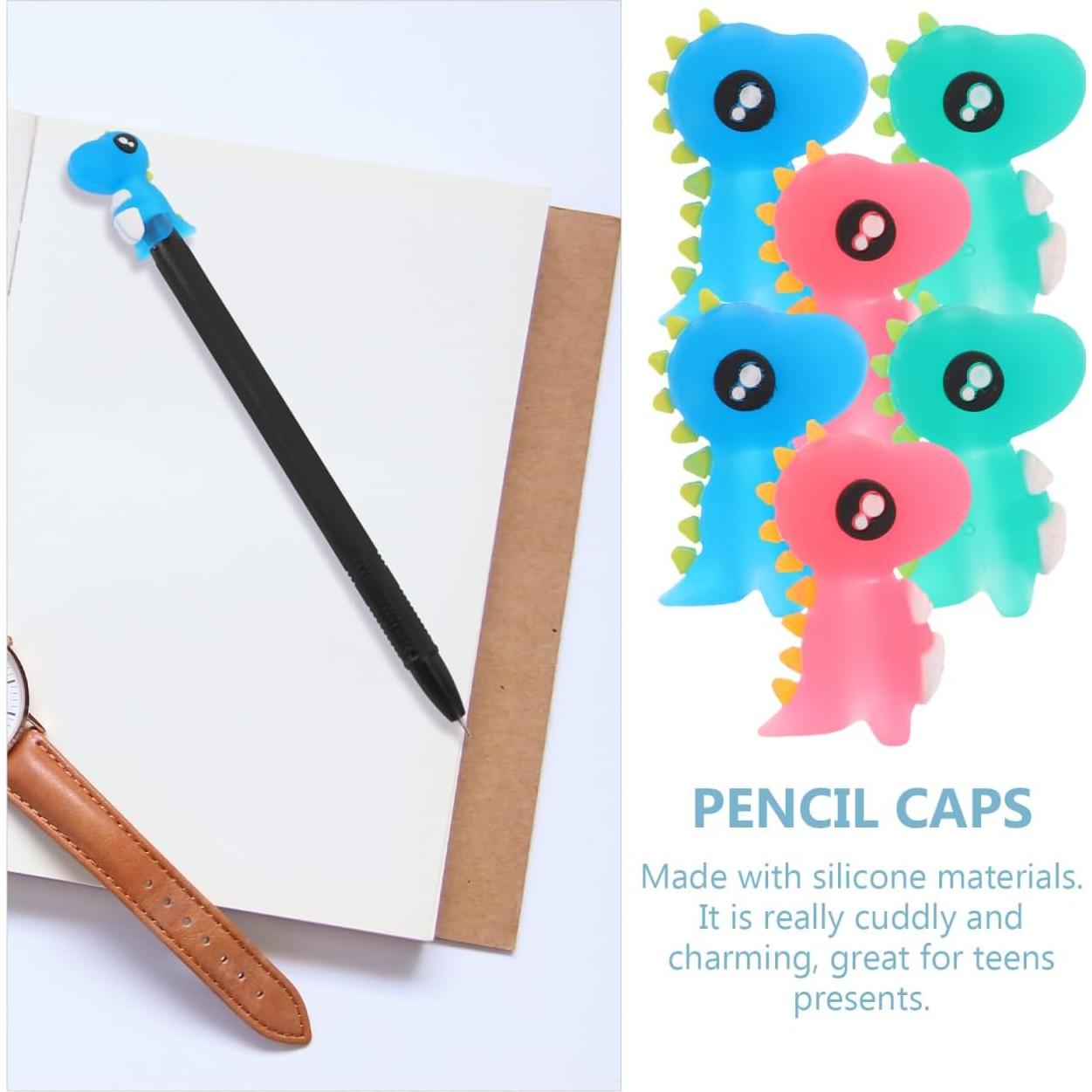 12 Toppers de Lápiz de Dinosaurio LALAFINA - Silicona Suave