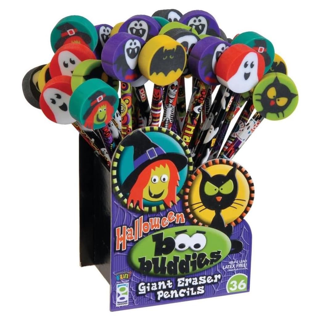 Lápices Boo Buddies Geddes N° 2 con Gomas Gigantes - 36 Pzas