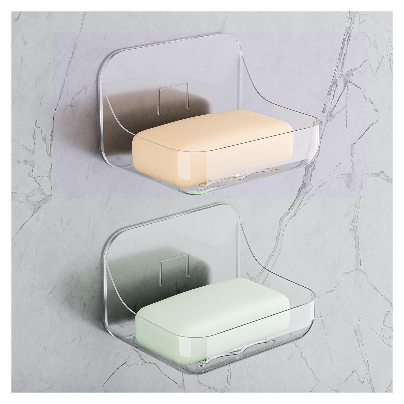 Plato de Jabón Acrílico Transparente FEPTUASE 2 Pcs Autodrenante