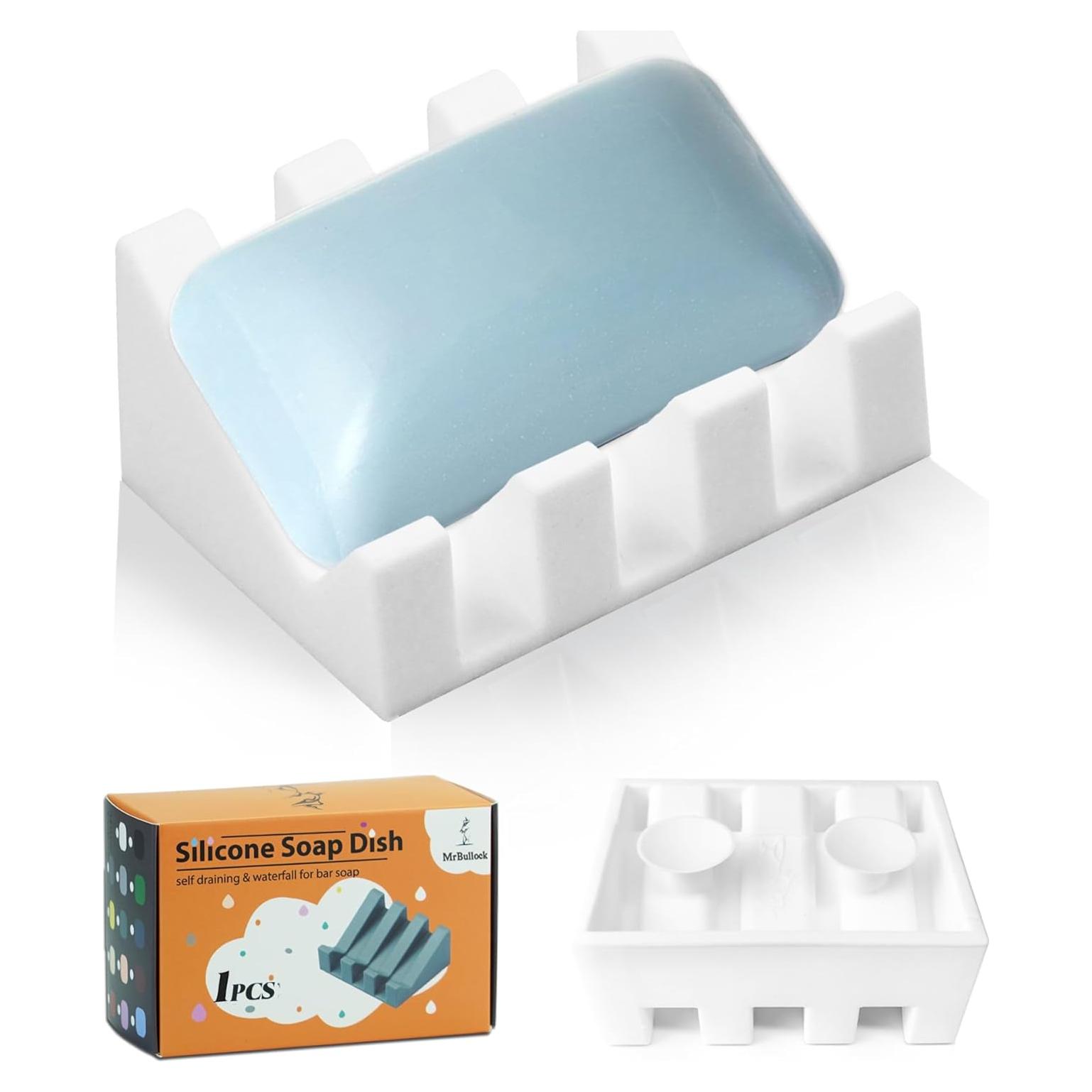 Plato de Jabón de Silicona MRBULLOCK Blanco 9.6x7 cm Drenaje