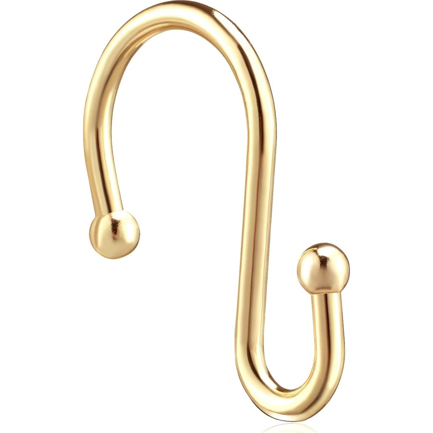 Anillas para Cortinas de Ducha Doradas CHICTIE - Juego de 12 Ganchos de Metal