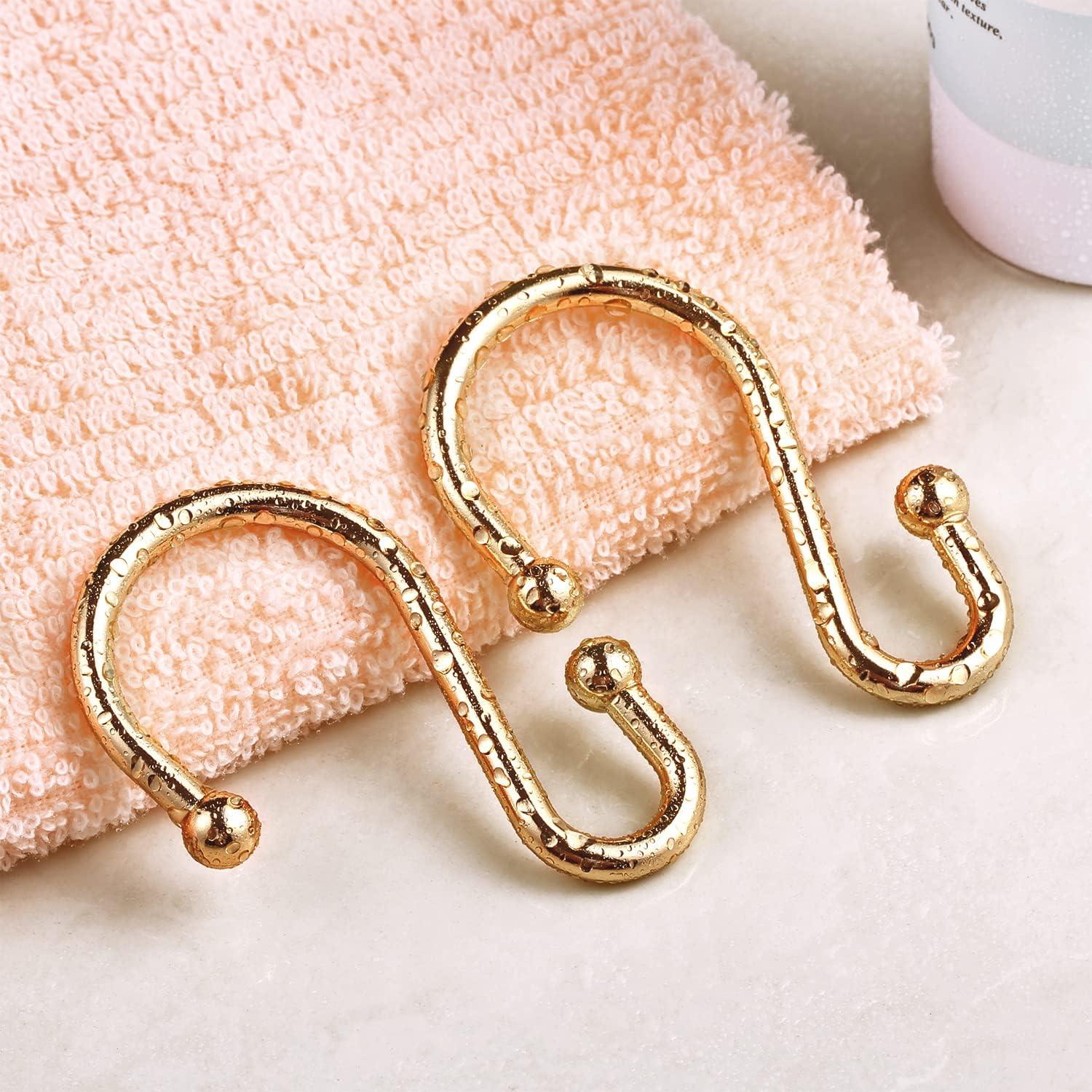 Anillas para Cortinas de Ducha Doradas CHICTIE - Juego de 12 Ganchos de Metal