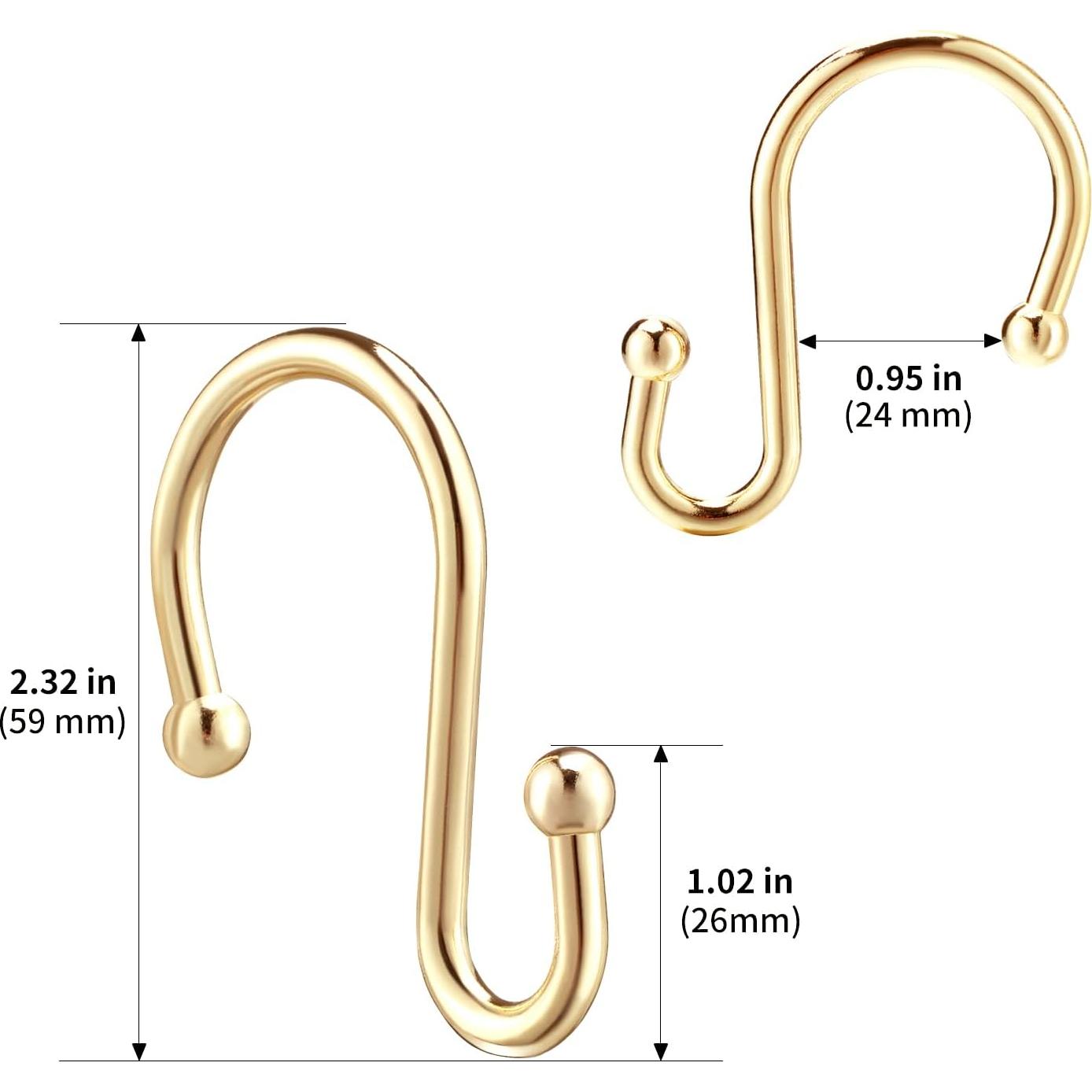 Anillas para Cortinas de Ducha Doradas CHICTIE - Juego de 12 Ganchos de Metal