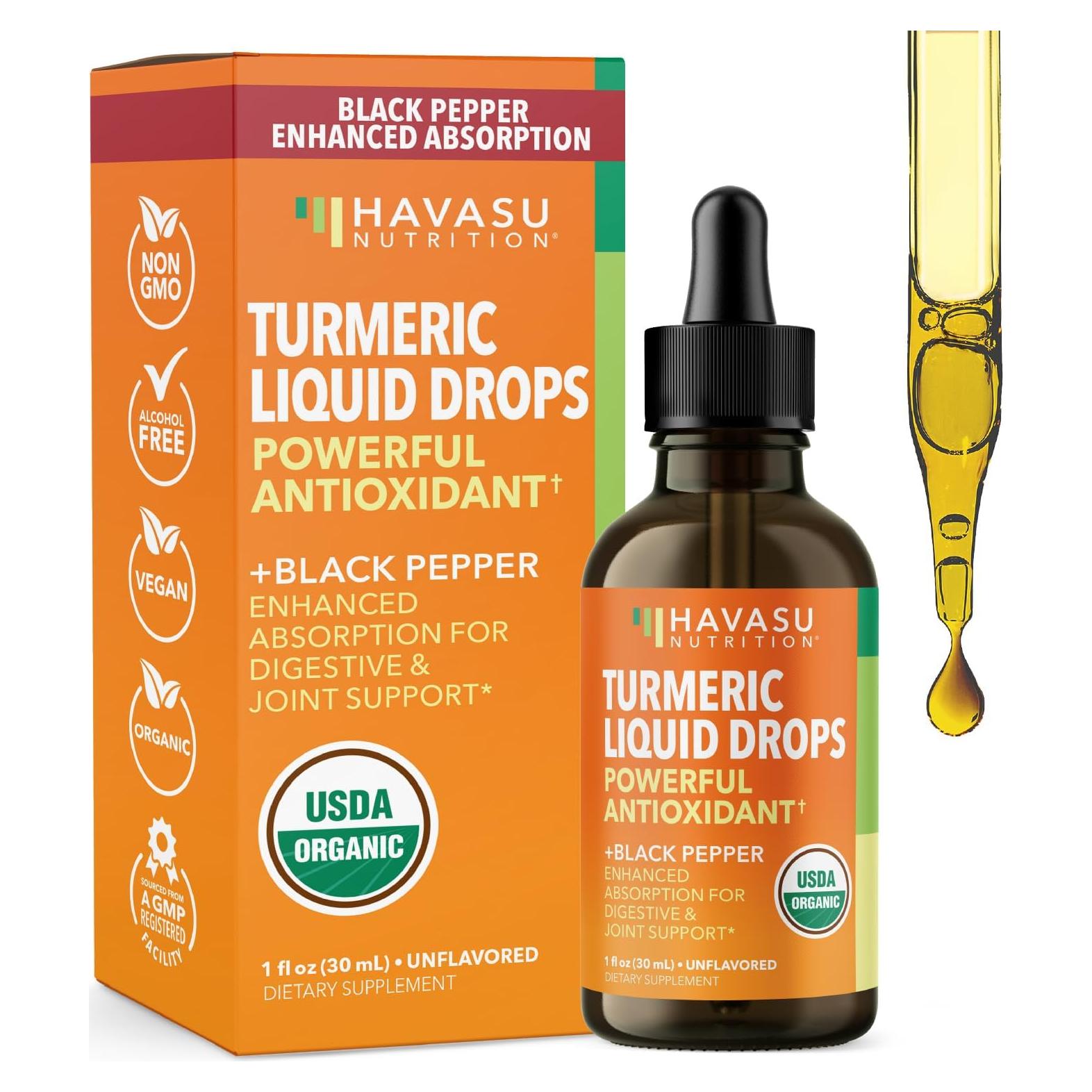 Suplemento Líquido de Cúrcuma Orgánica Havasu - 1000mg Curcumina