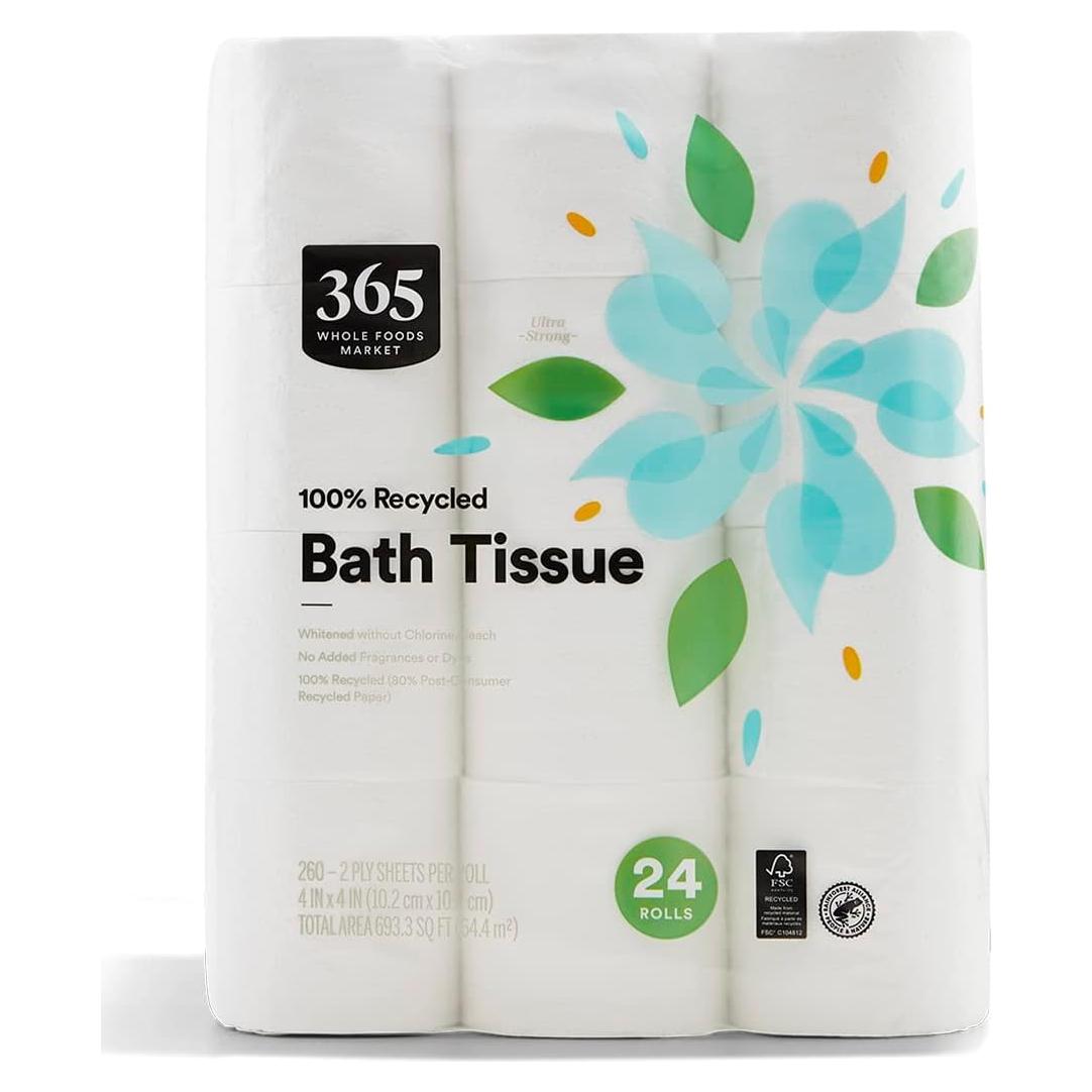 Papel Higiénico 100% Reciclado 365 Whole Foods 24 Rollos