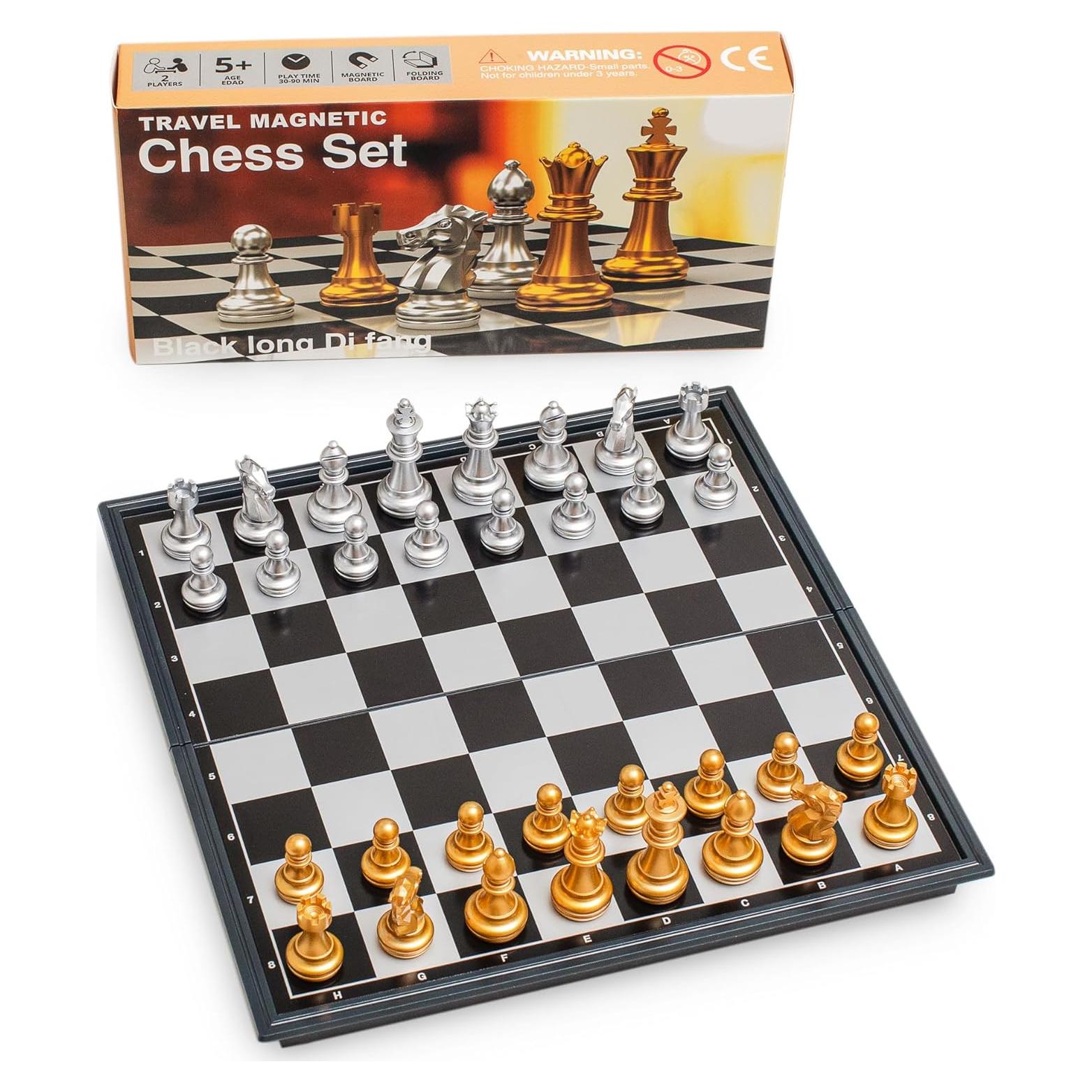 Juego de Ajedrez Magnético Plegable de Viaje 25 cm - Black long Di fang