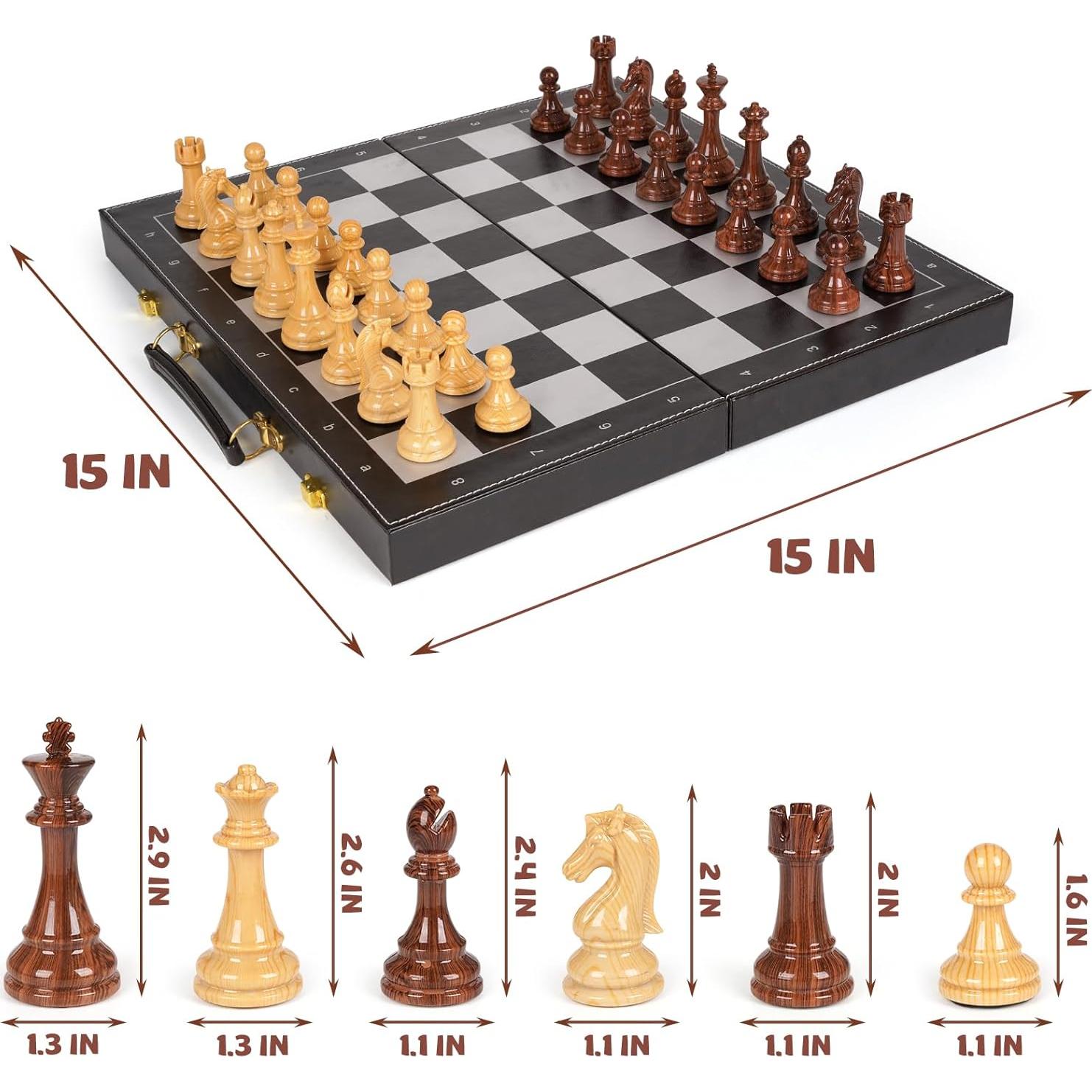 Juego de Mesa 3-en-1 Ajedrez Damas Backgammon Agirlgle