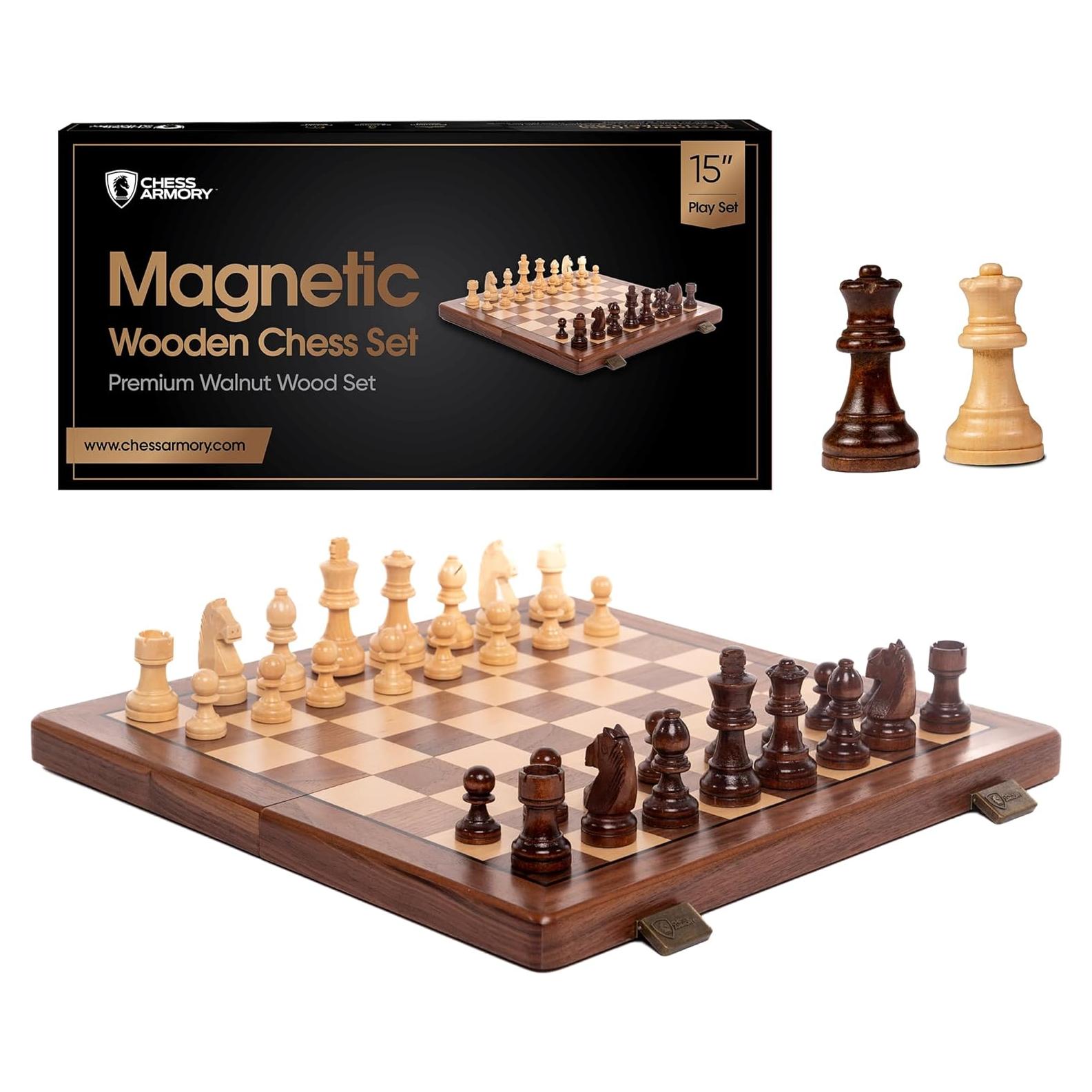 Juego de Ajedrez Magnético 38x38cm Chess Armory - Madera de Nogal