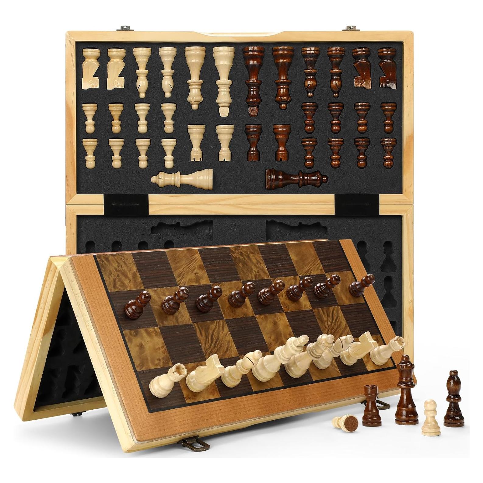 Juego de Ajedrez Magnético de Madera Cymy 38.9x38.9cm Plegable