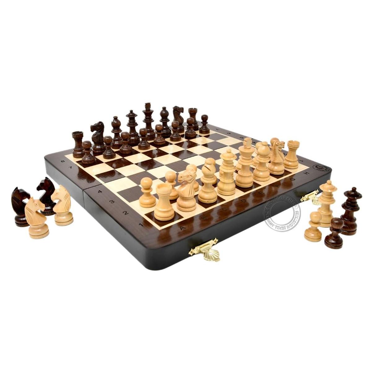 Juego de Ajedrez de Viaje Plegable Magnético de Madera 25.4 cm